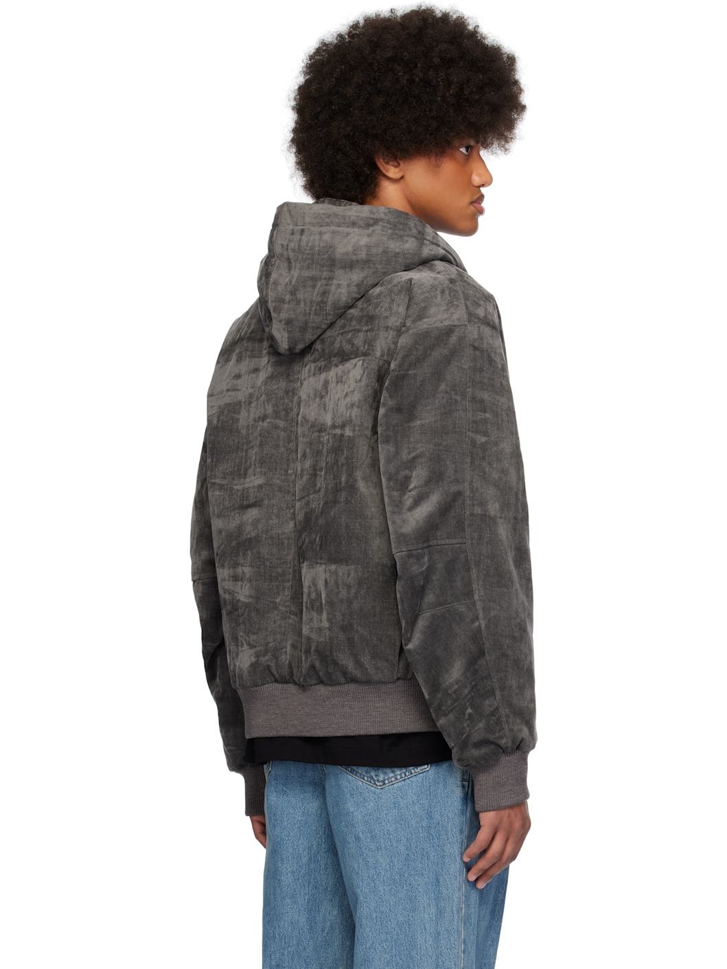 Gray Cotton Hooded Jacket - 3