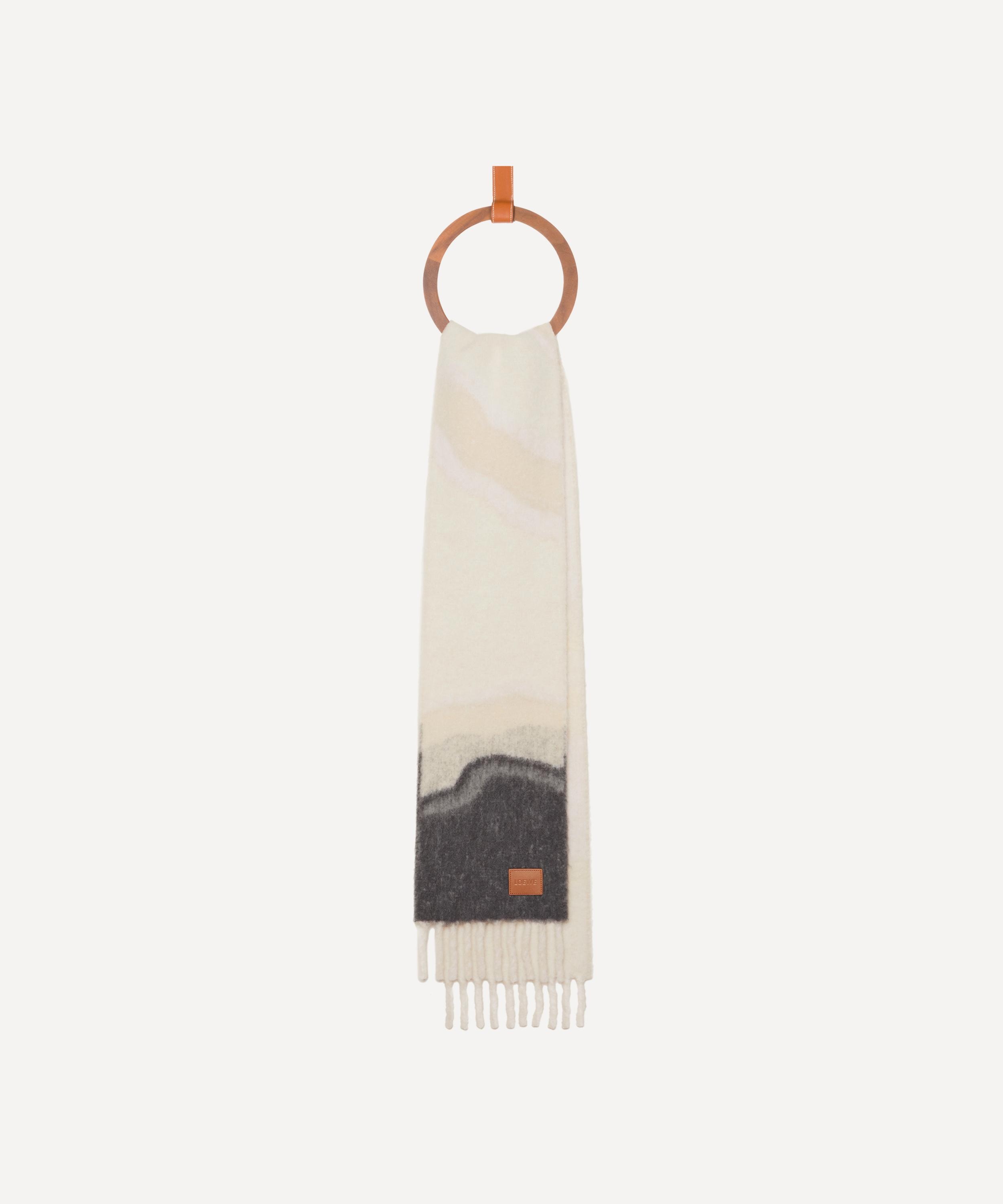 Light Beige Jacquard Marble Alpaca-Blend Scarf - 4