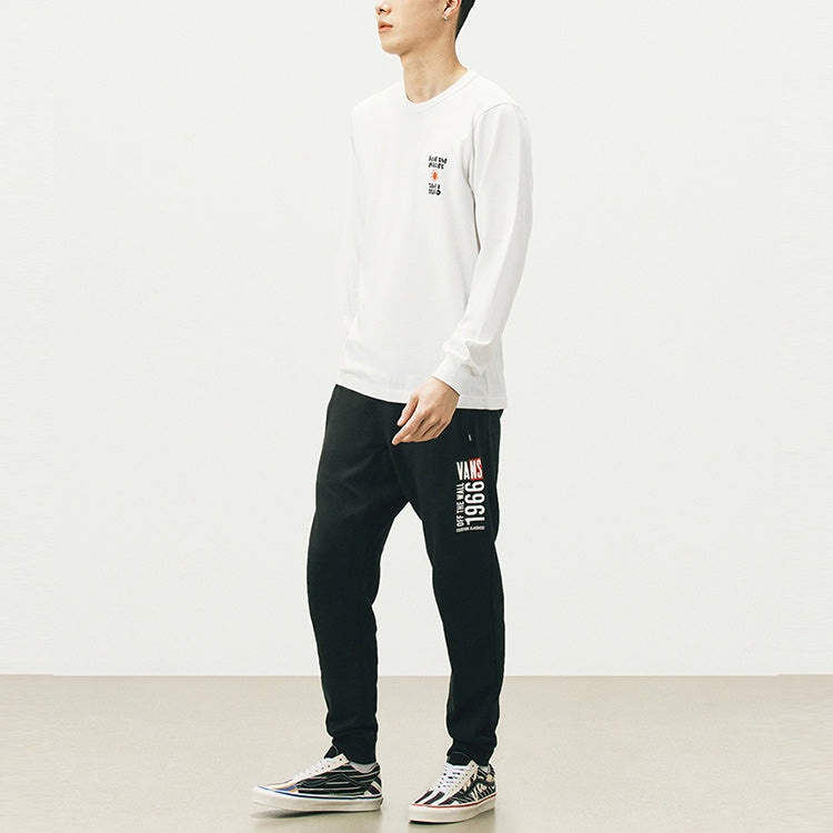 Men's Vans Earth Pattern Printing Round Neck Long Sleeves White T-Shirt VN0A5E870VW - 6