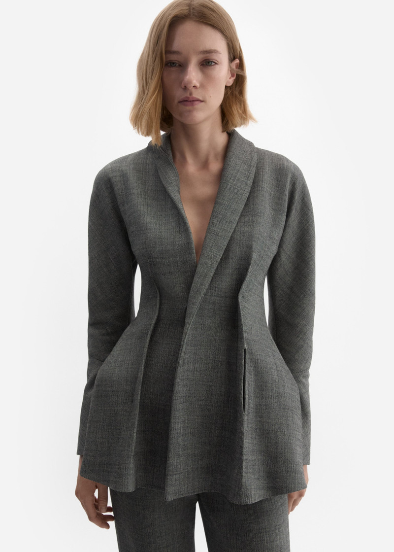 MAGDA BUTRYM Draped wool blazer in grey outlook