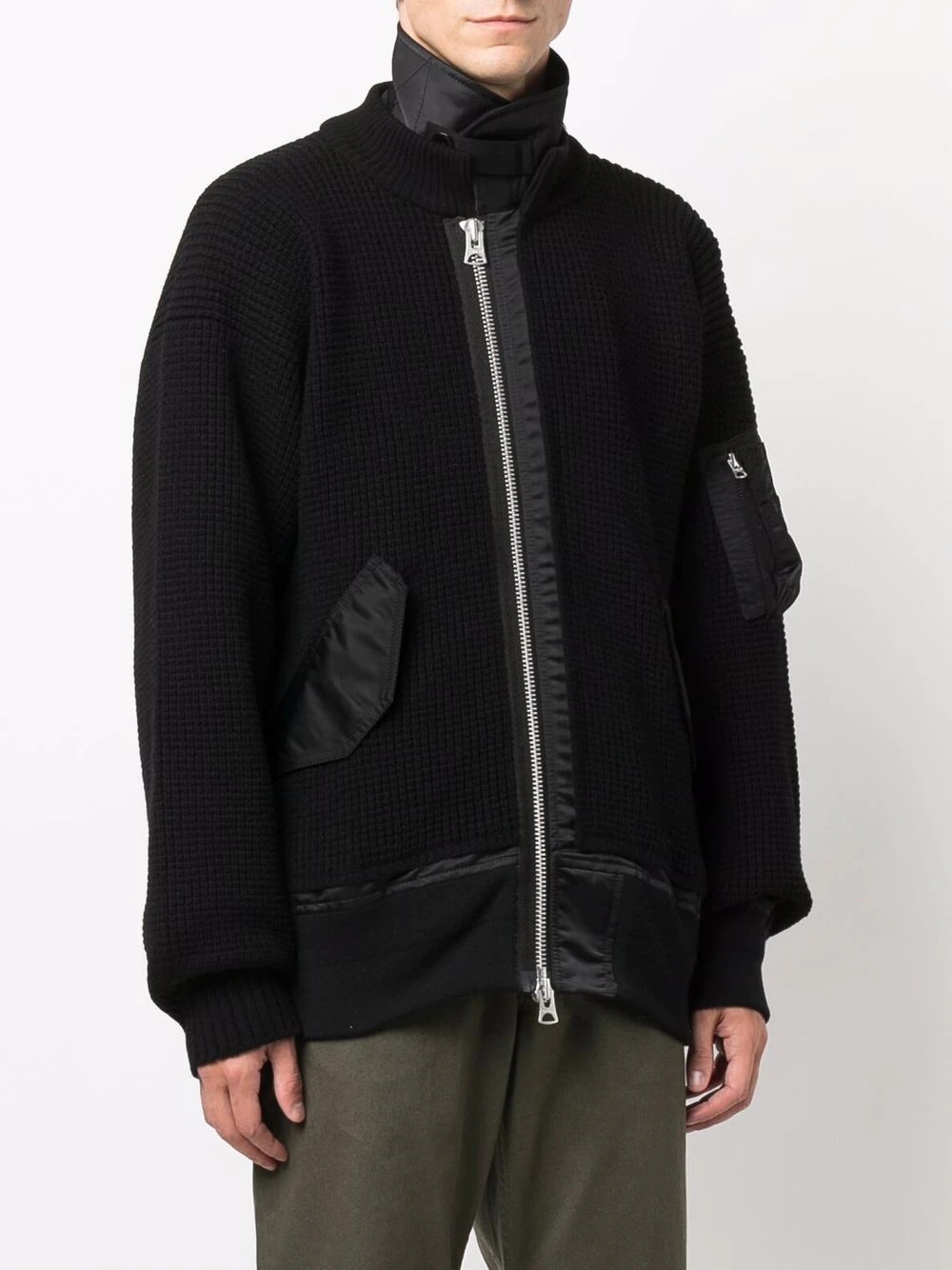 zip-fastening bomber jacket - 3