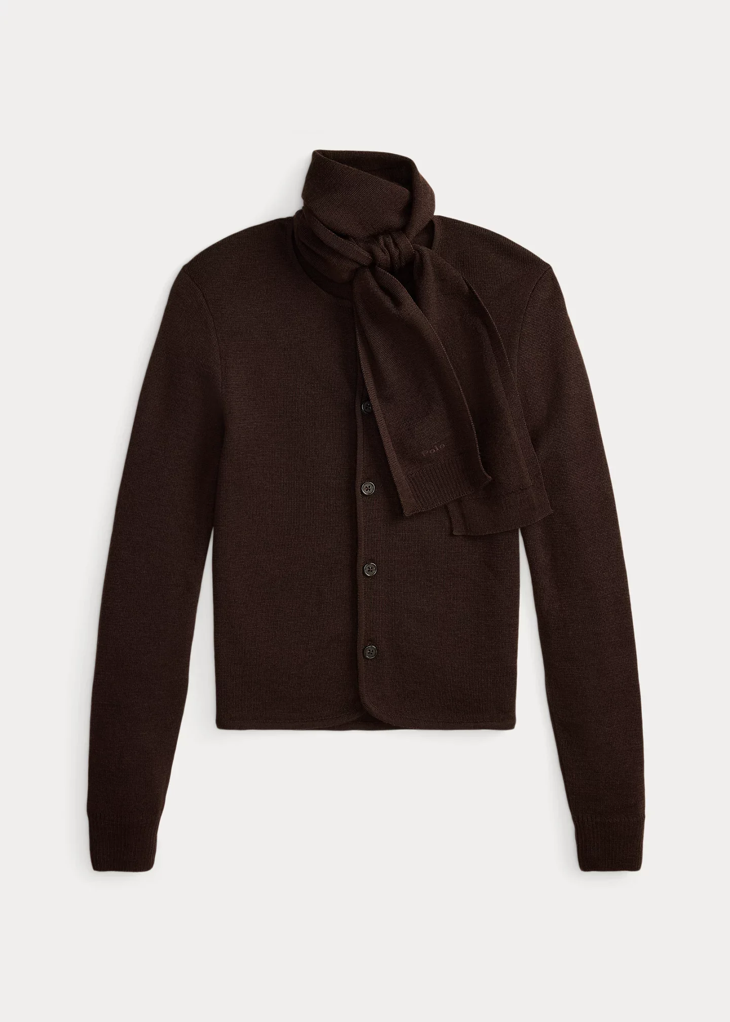 Tie-Scarf Wool Cardigan - 1