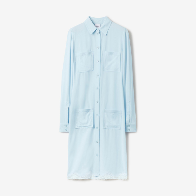 Lace Trim Viscose Shirt Dress - 1