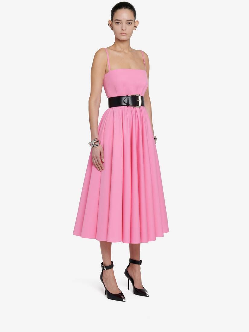 Women's Pleated Corset Dress in Psychedelic Pink - 3