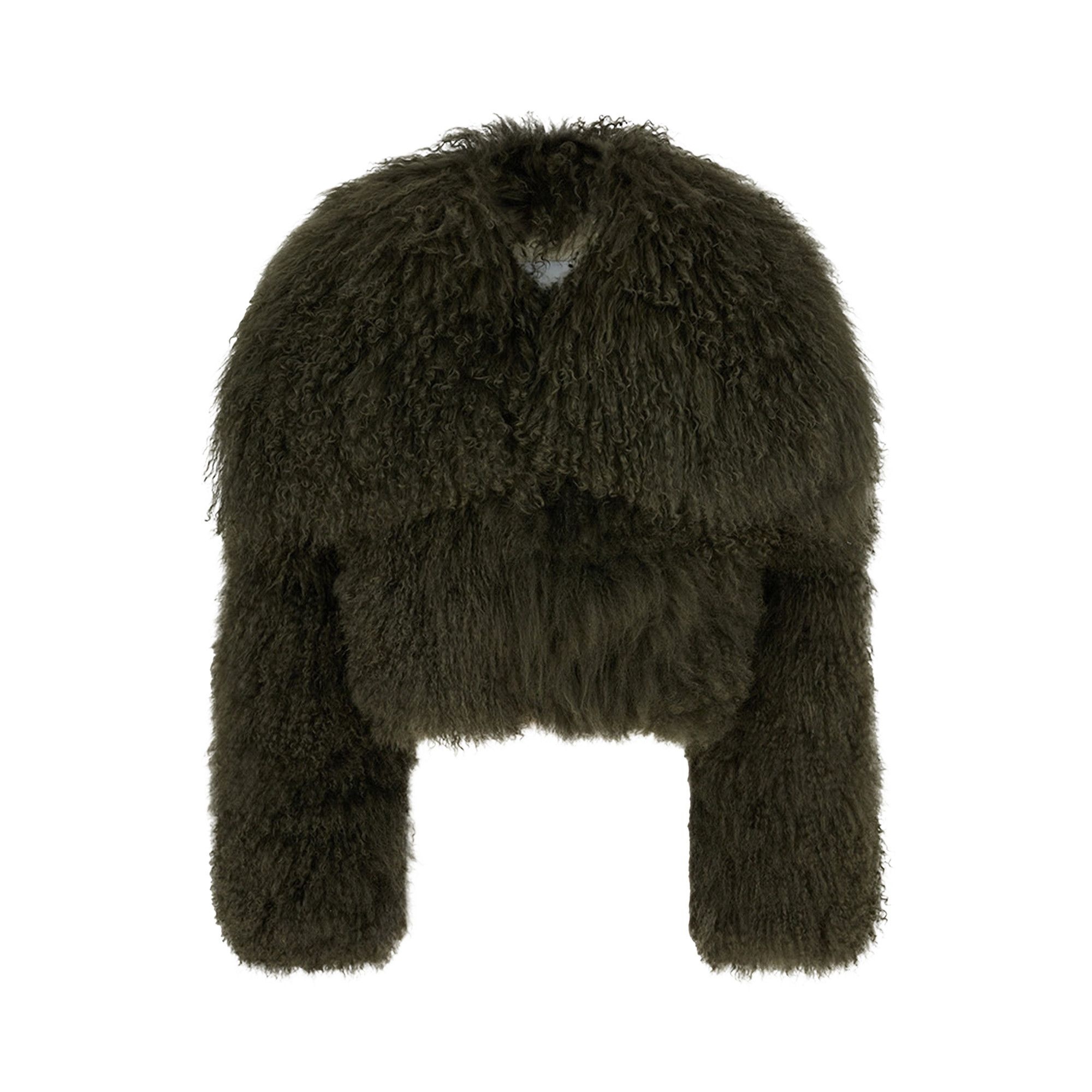 The Attico Mongolian Fur Jacket 'Green' - 1