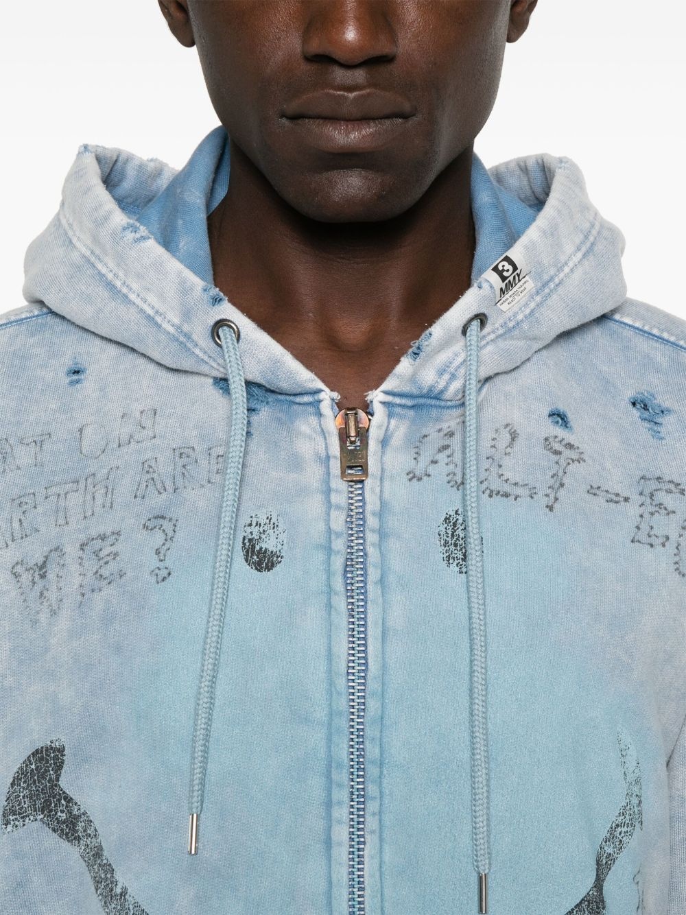 bleached smiley face-print hoodie - 5