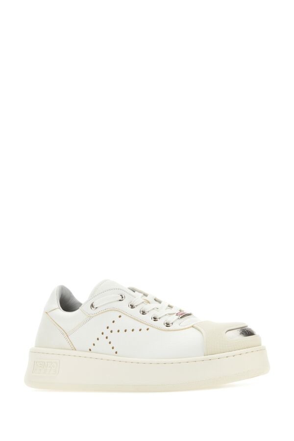 Kenzo Men White Leather Kenzo Hoops Sneakers - 2