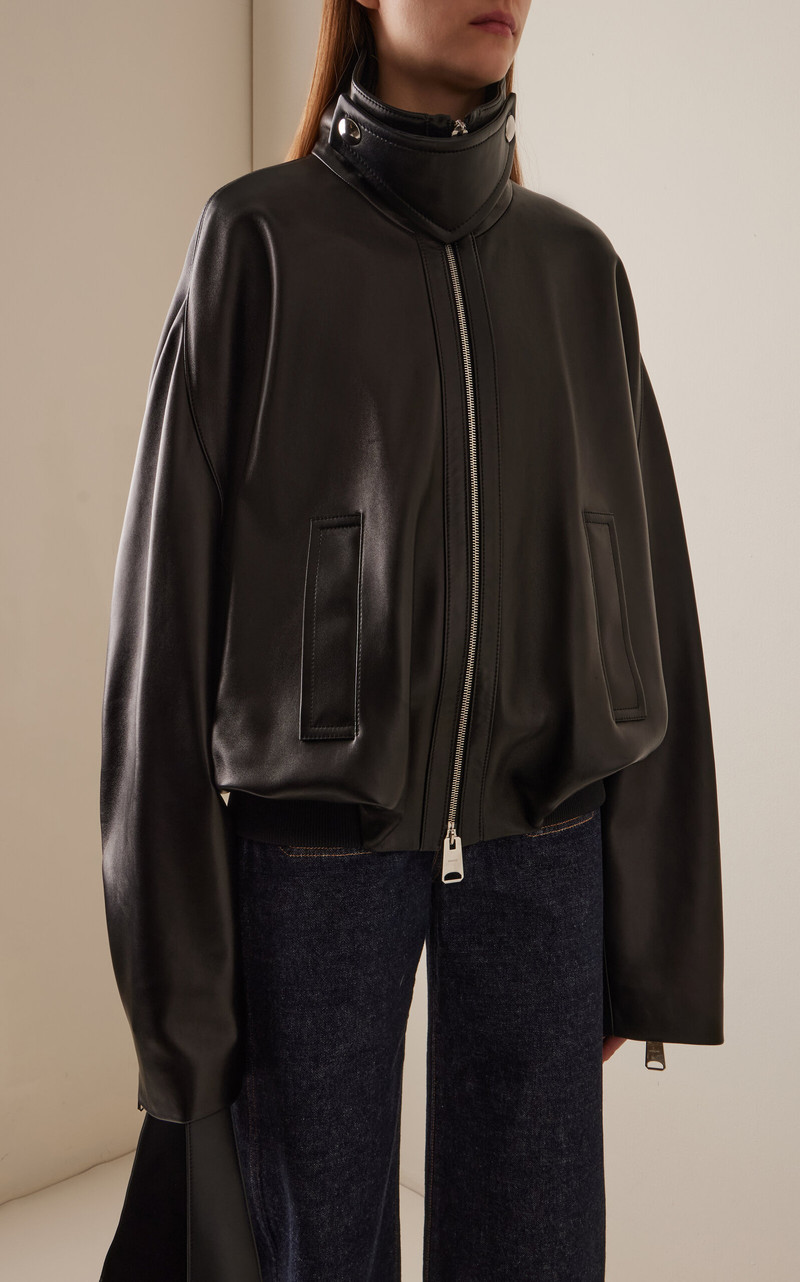 KHAITE Hamett Plonge Leather Jacket black outlook