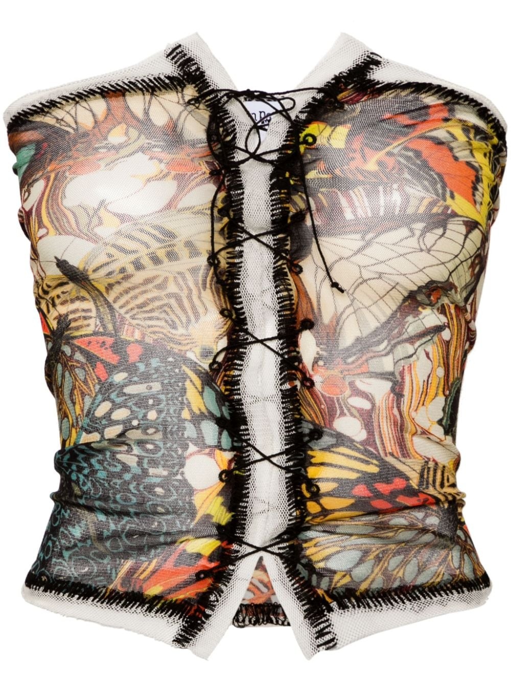 Papillon-print mesh bustier top - 1