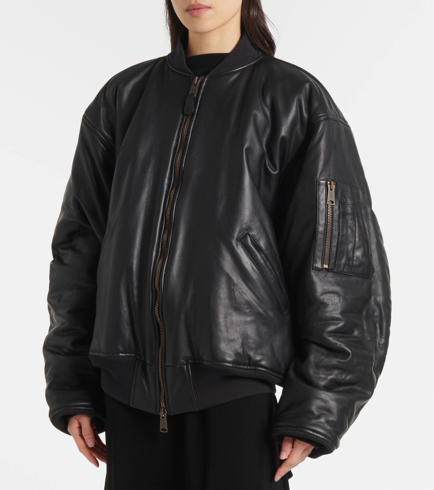 Leather bomber jacket - 6
