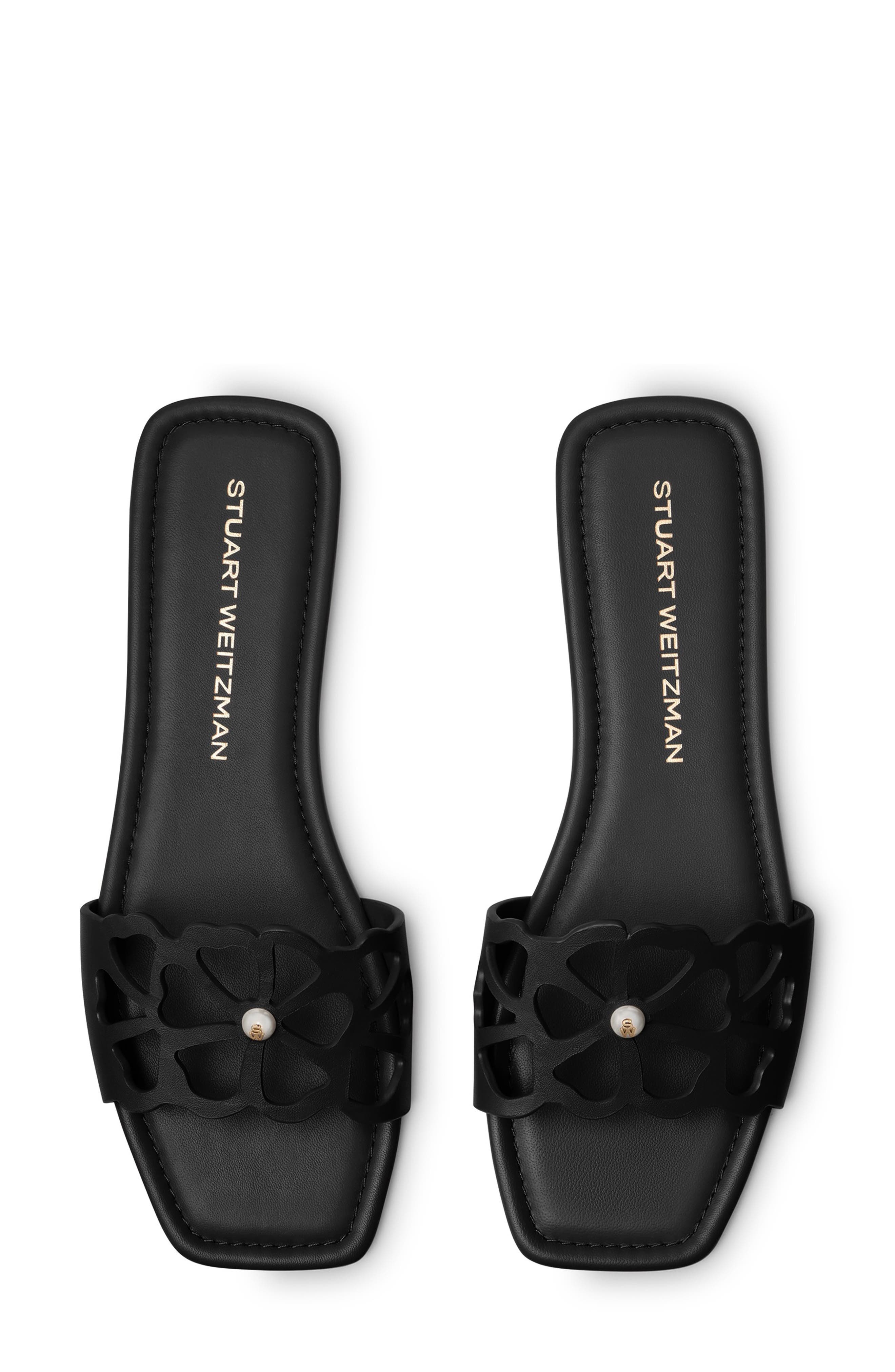Stuart Weitzman Jasmine Cutout Slide Sandal in Black at Nordstrom - 4