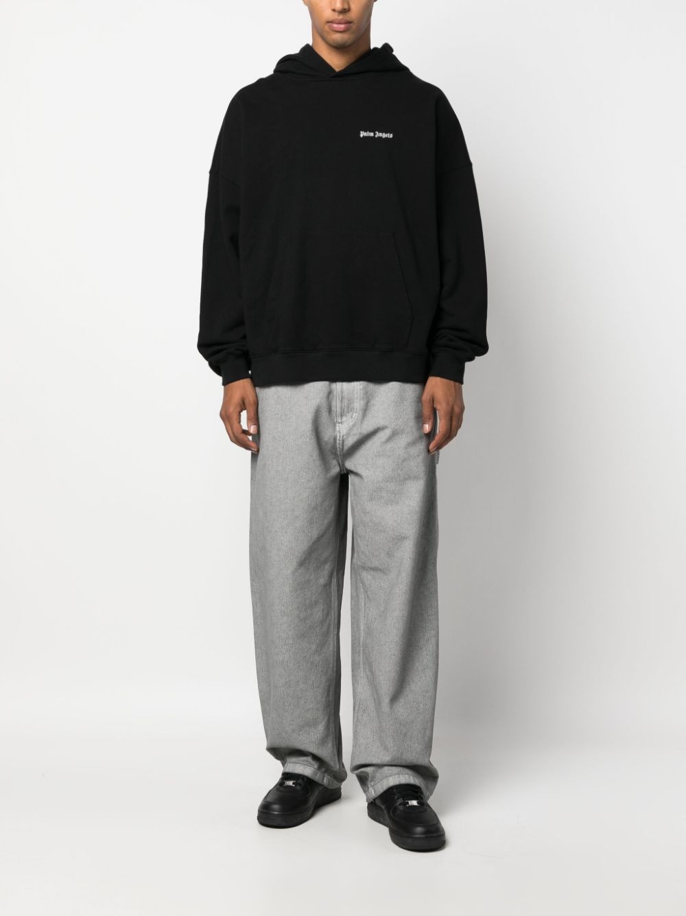logo-embroidered cotton hoodie - 2