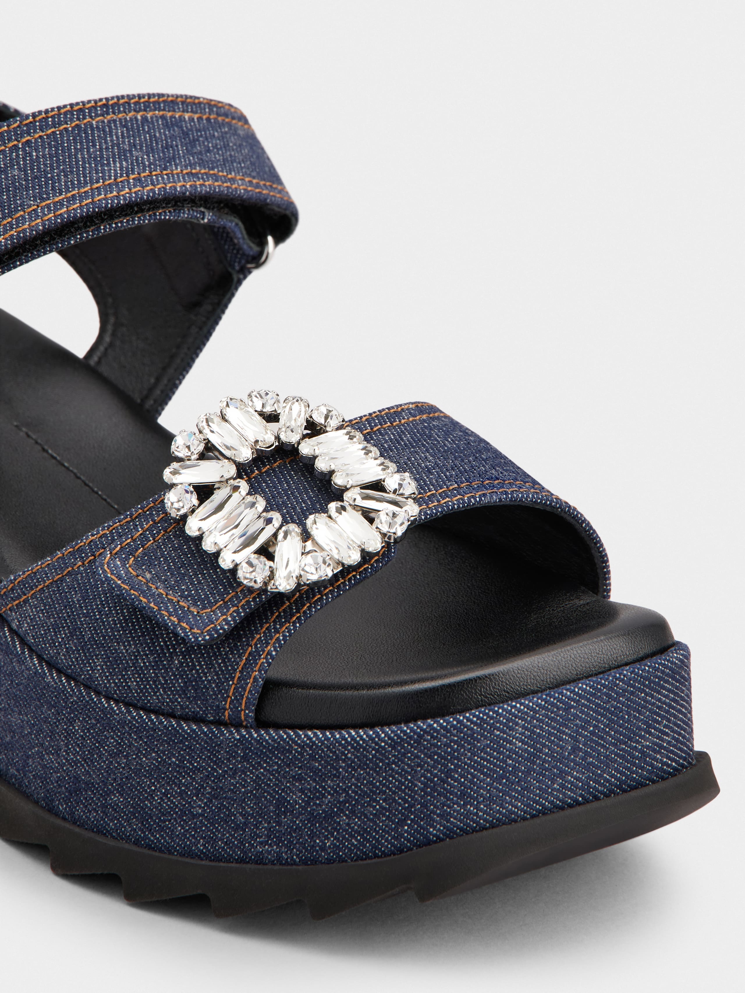 Slidy Viv' Wedge Sandals in denim - 3