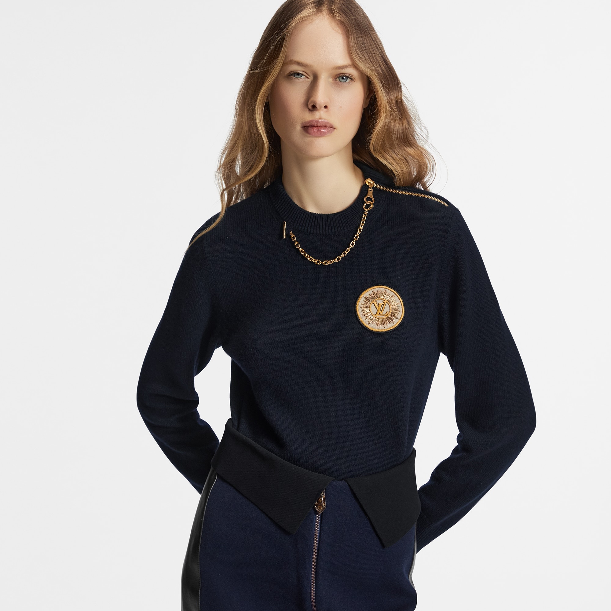 Chain Detail Patch Sweater - 4