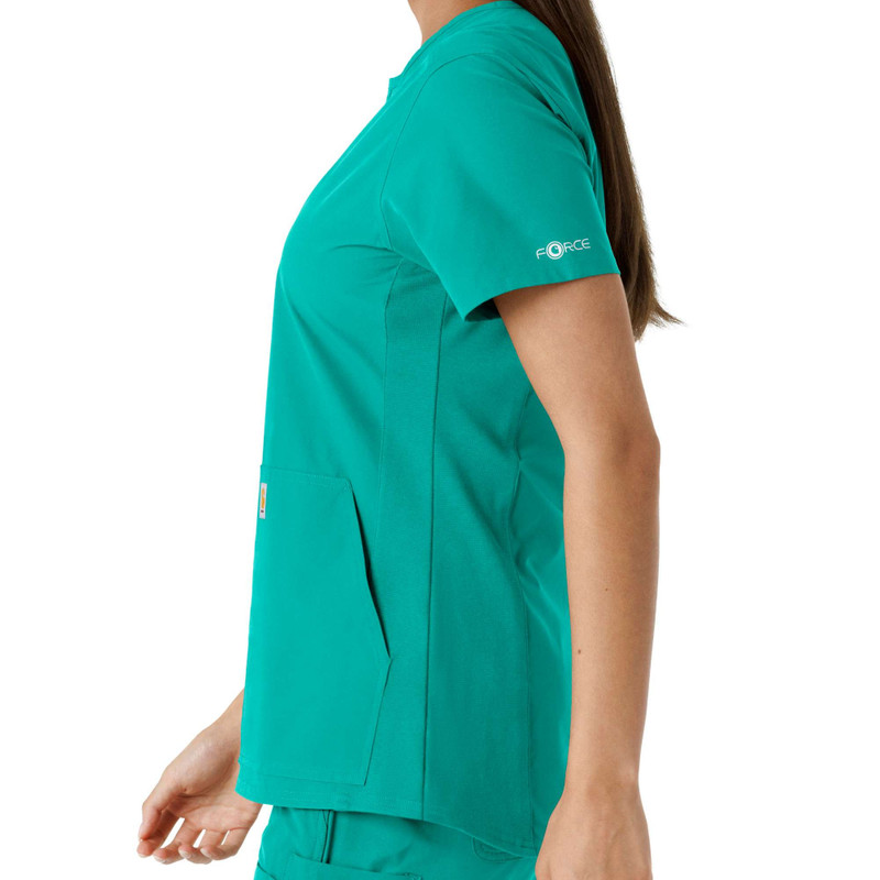 Women's Force Essentials Notch Neck Tunic Knit Panel Scrub Top 5