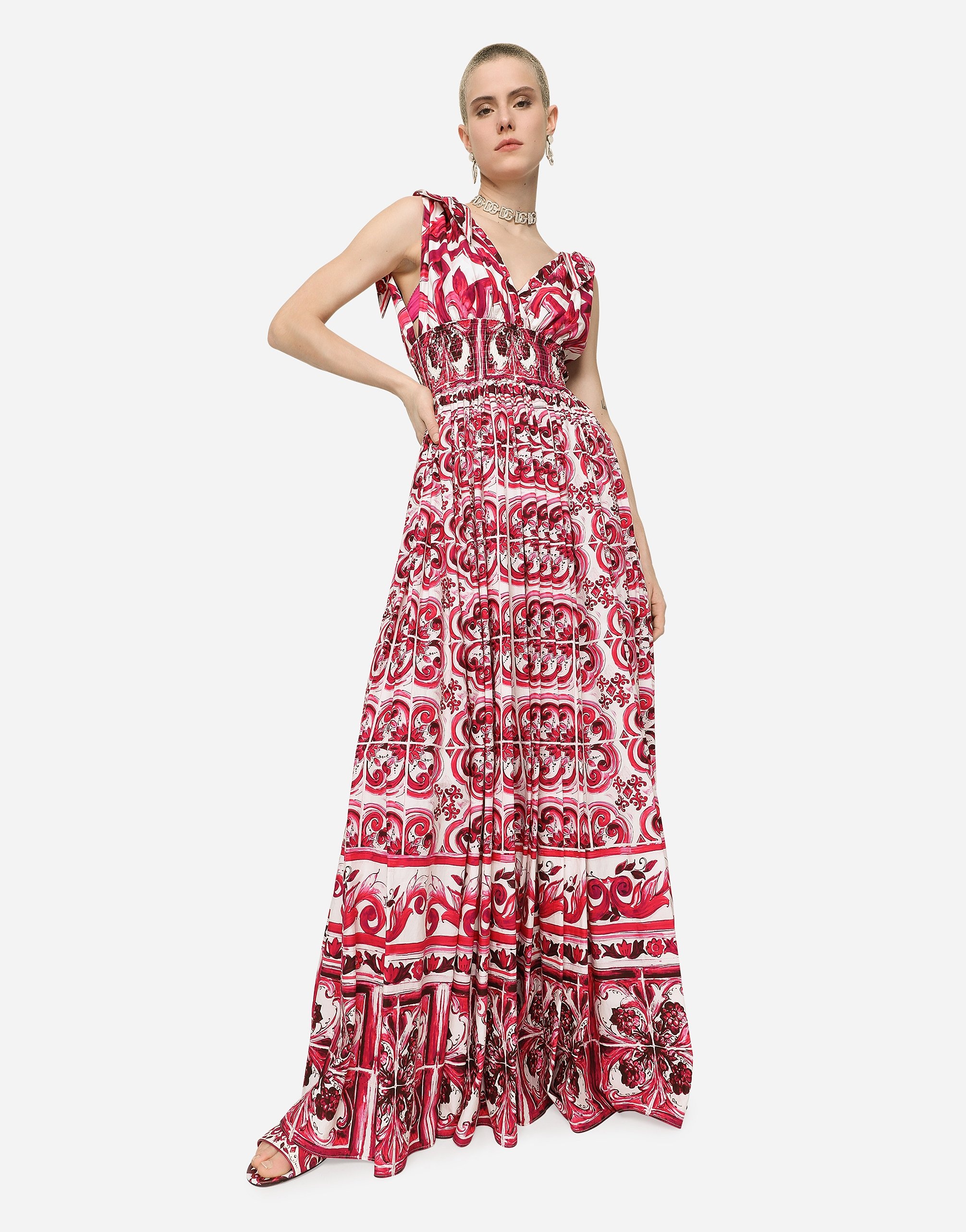 Long Majolica-print poplin dress - 2