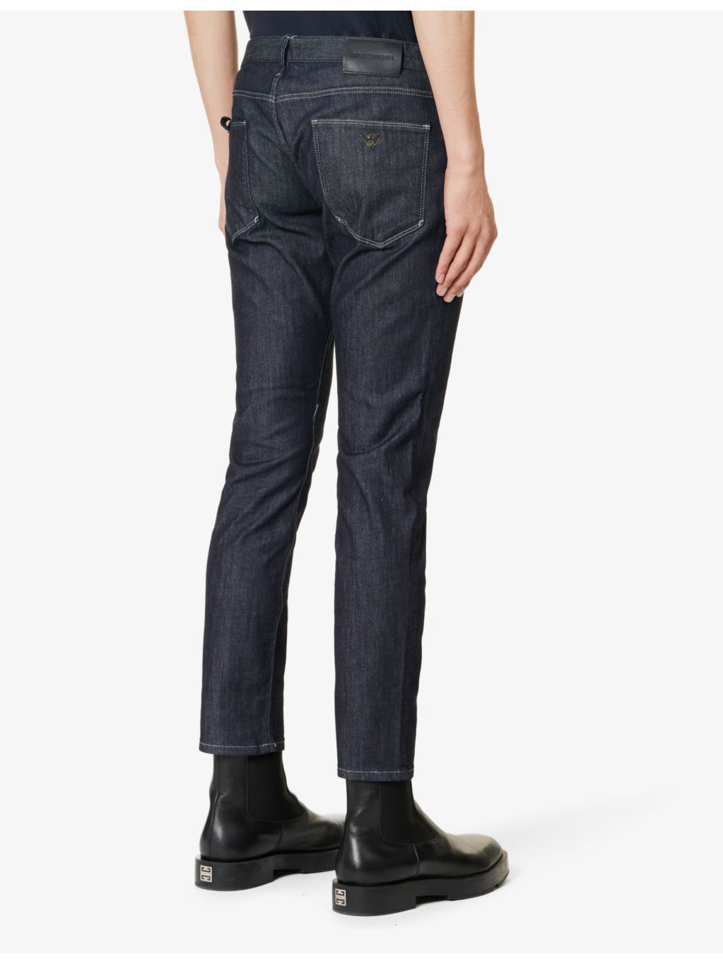 Brand-plaque straight-leg mid-rise stretch-denim jeans - 4