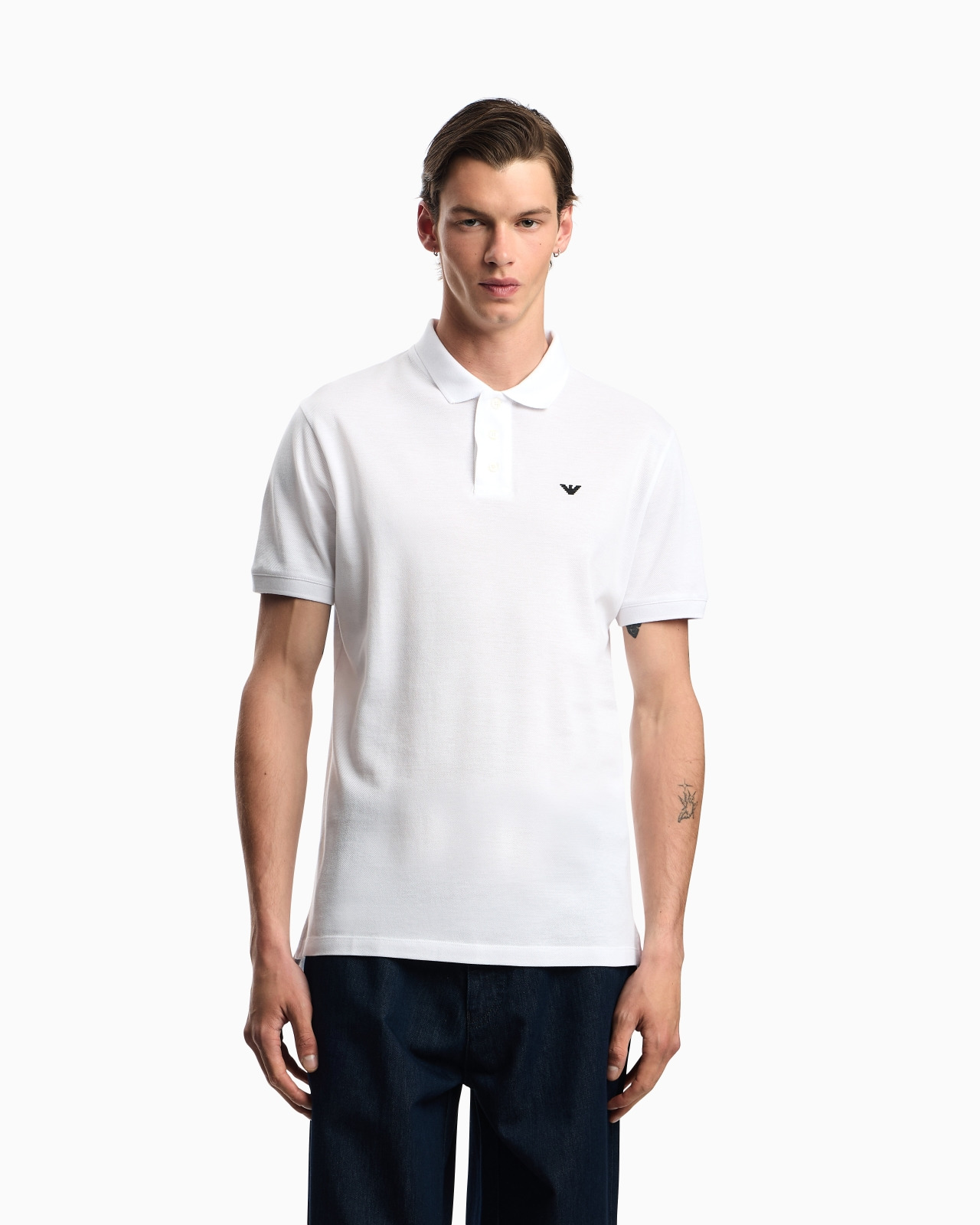 Mercerised piqué polo shirt with micro eagle - 4