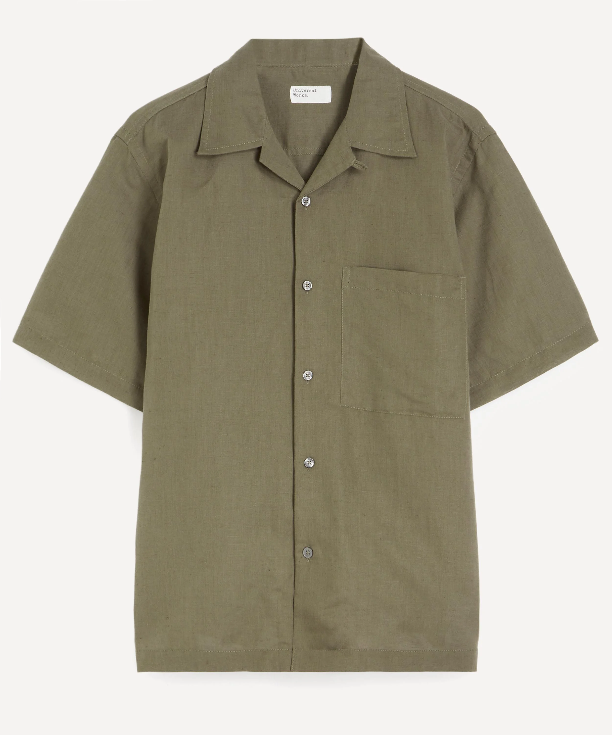 Olive Linen-Cotton Camp Shirt - 1