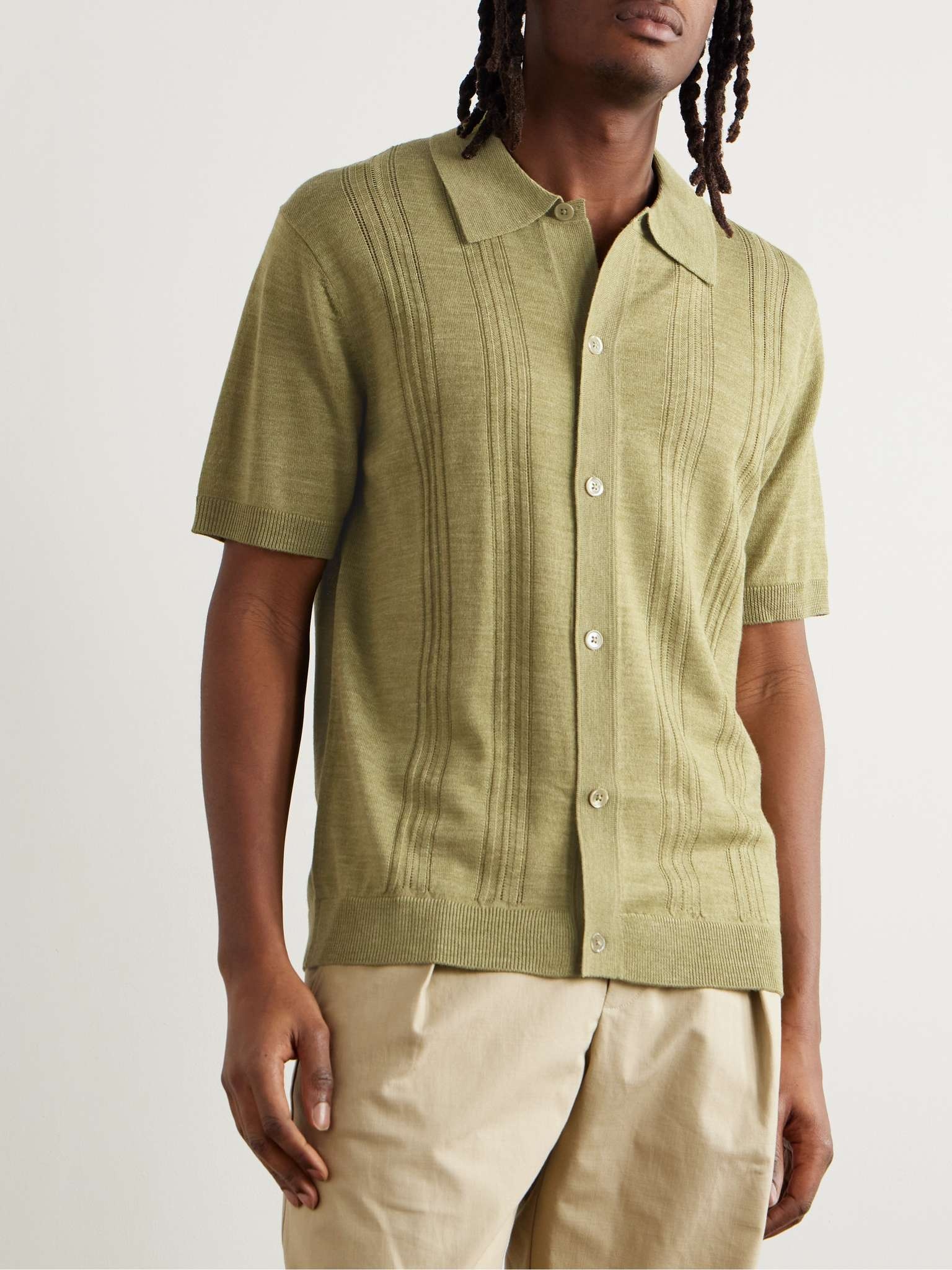 Thor 6584 Pointelle-Knit Wool-Blend Shirt - 3