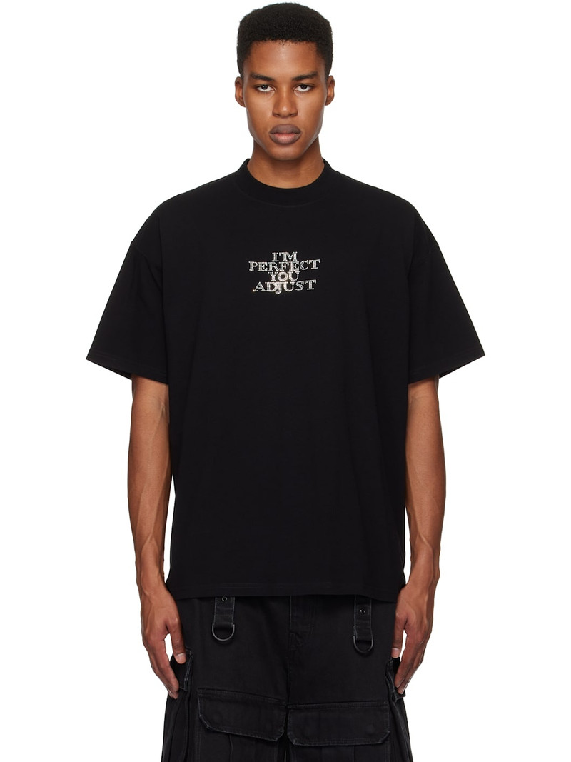 Black 'I'm Perfect You Adjust' Regular T-shirt 1