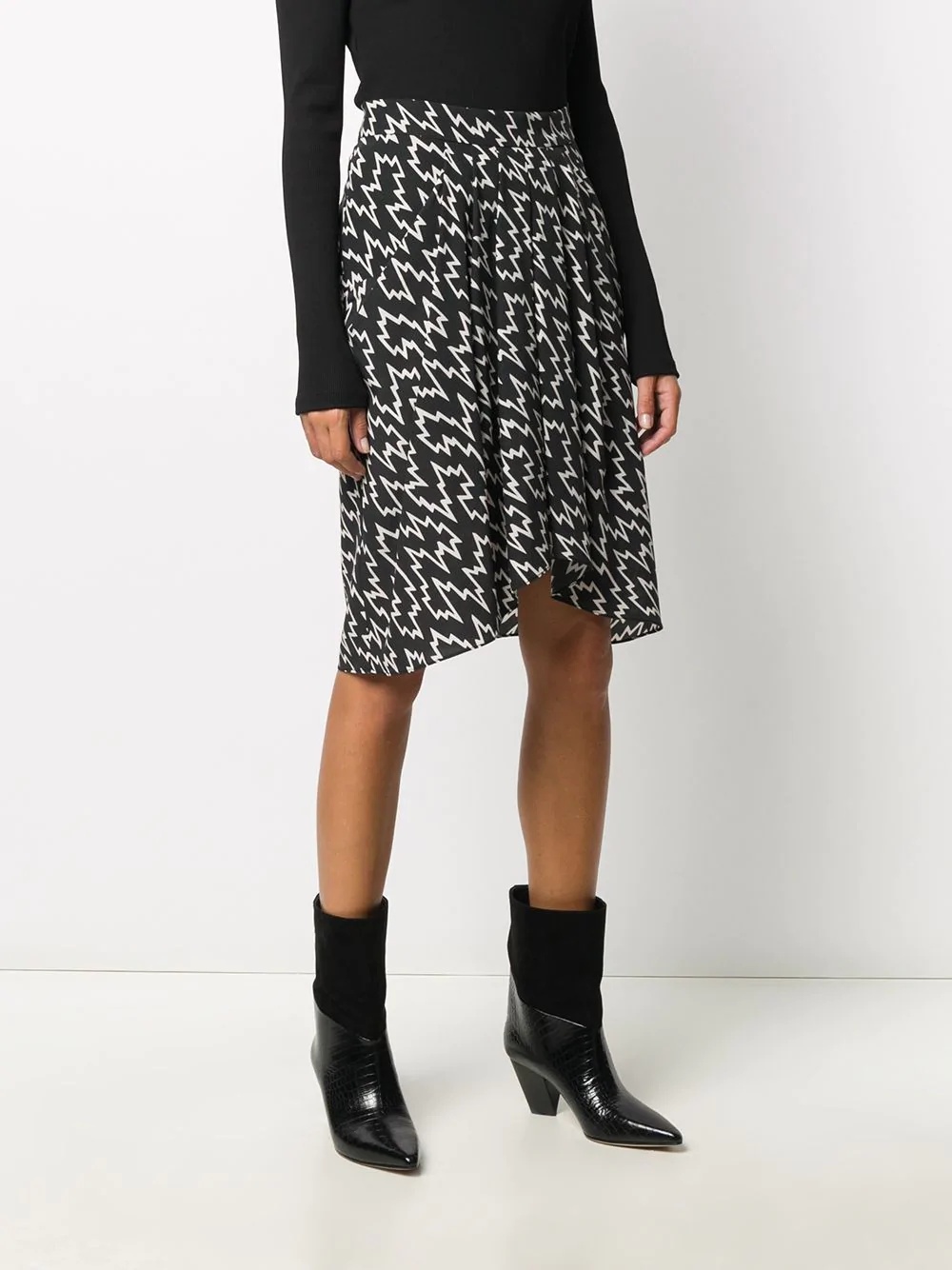 silk lightning-print skirt - 3