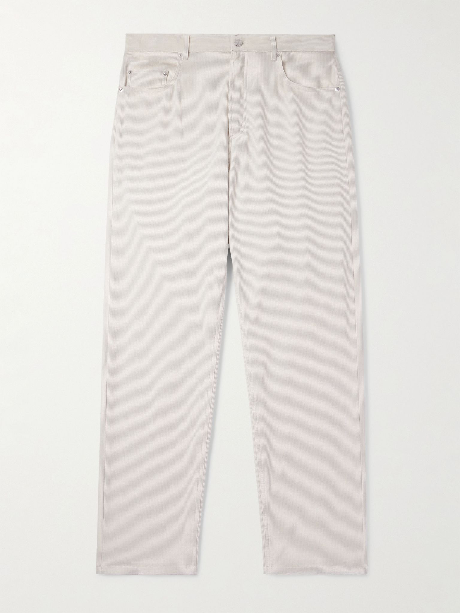 Fairfax Straight-Leg Cotton-Corduroy Trousers Ecru - 1