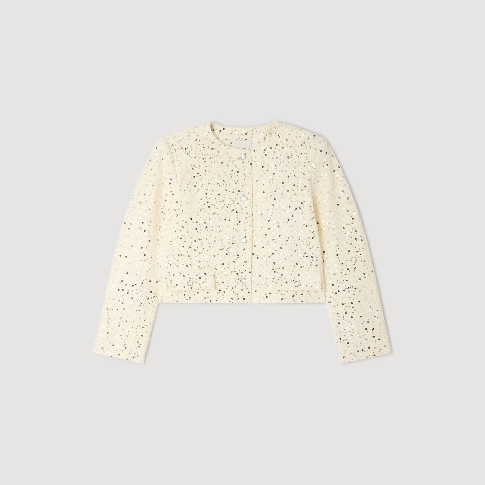 CROPPED SEQUINNED COTTON JACKET - 1