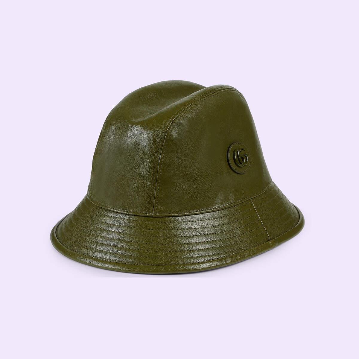 Leather bucket hat with Double G - 5