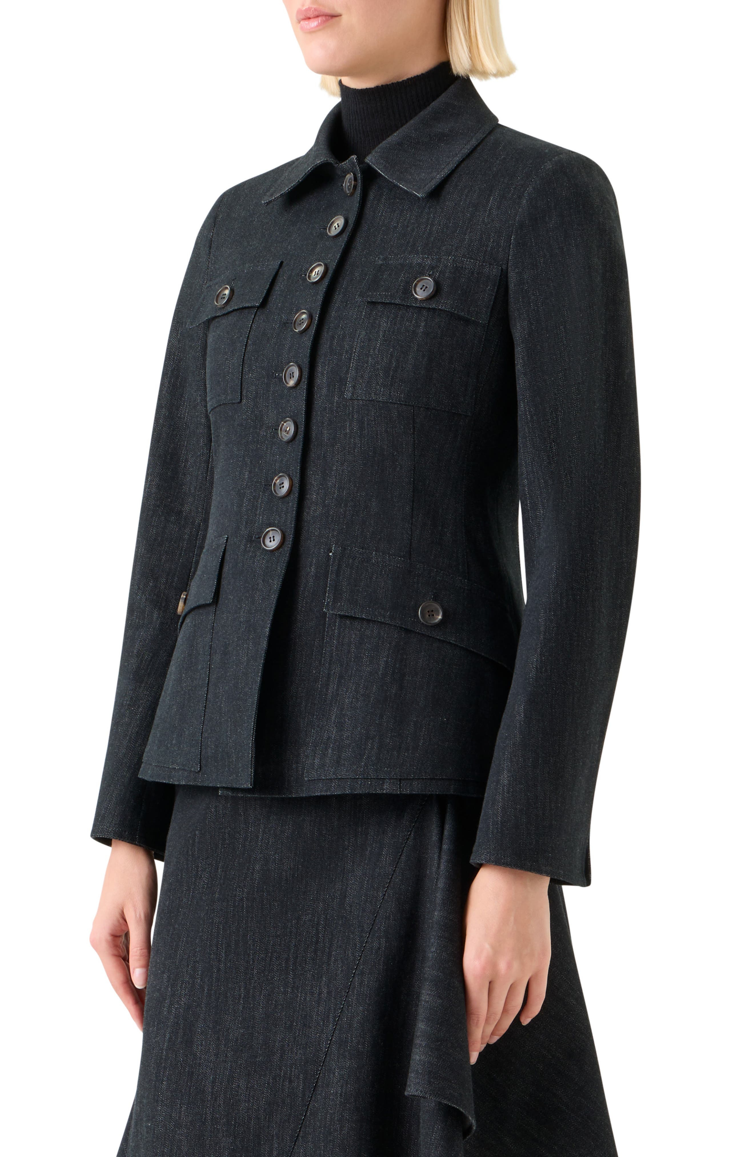 Akris Denim Shirt Jacket in Black Denim at Nordstrom - 3