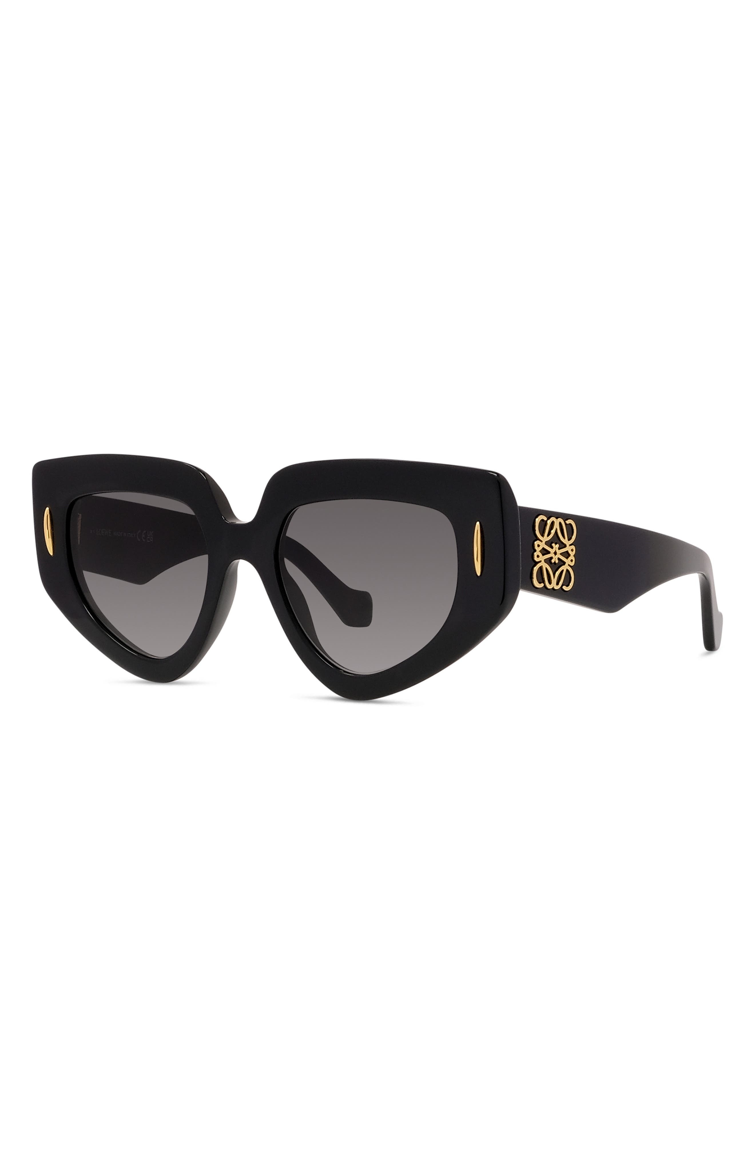 Loewe Anagram 51mm Geometric Sunglasses in Shiny Black /Gradient Smoke at Nordstrom - 2