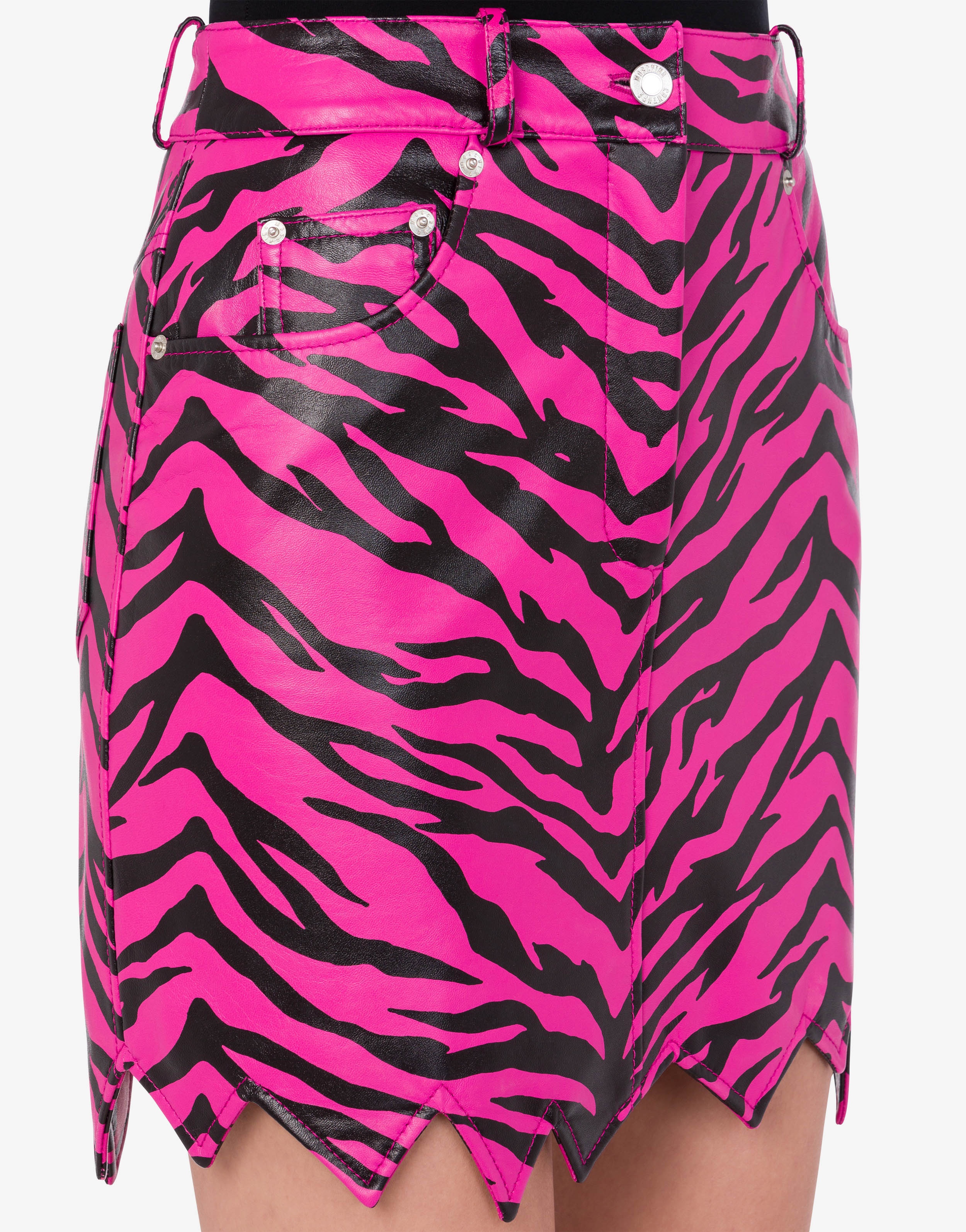 MOSCHINO X THE FLINTSTONES ™ ZEBRA PRINT NAPPA MINI SKIRT - 4