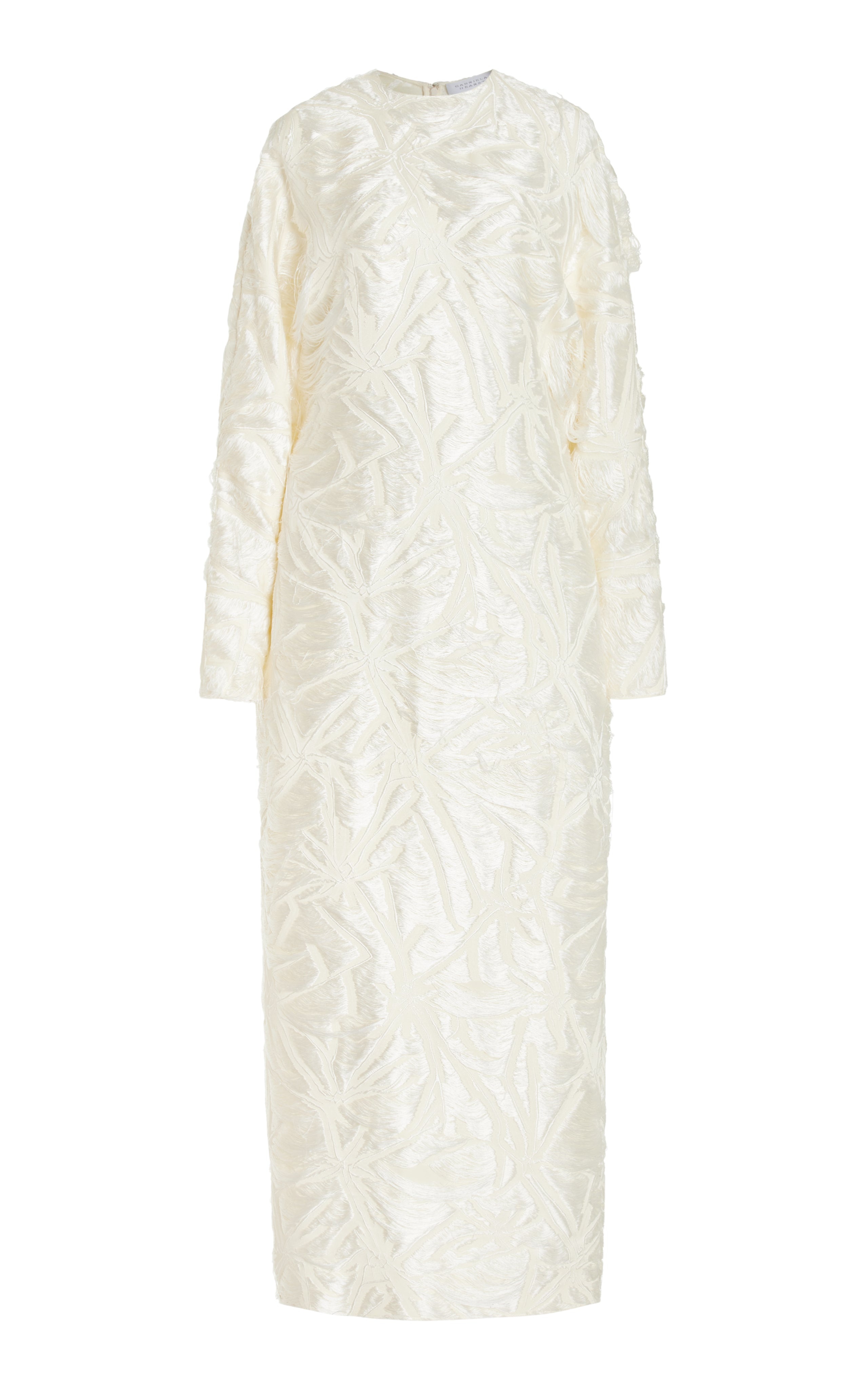 Brighting Dress in Ivory Silk Virgin Wool Jacquard - 1