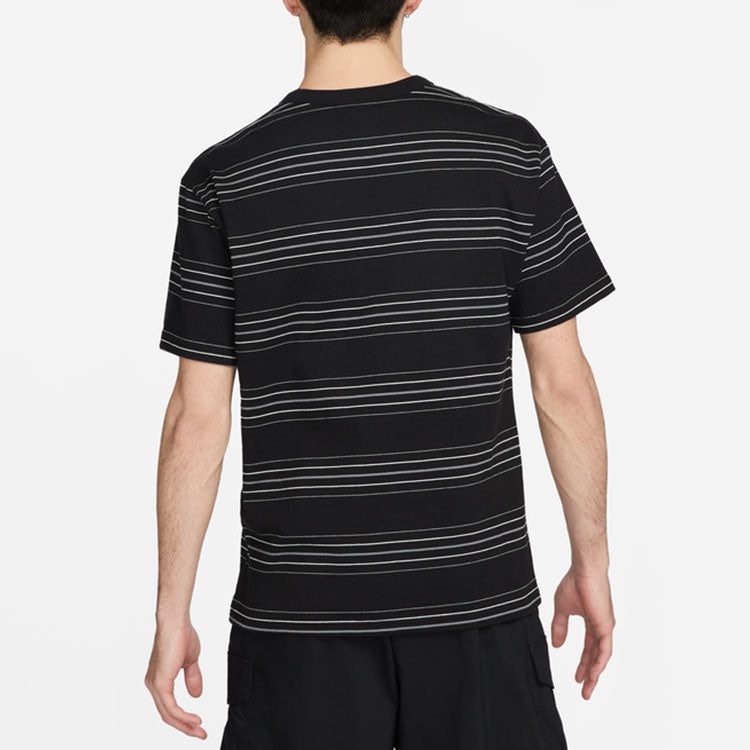 Men's Nike Brand logo Stripe Round Neck Short Sleeve Black T-Shirt DQ1117-010 - 4