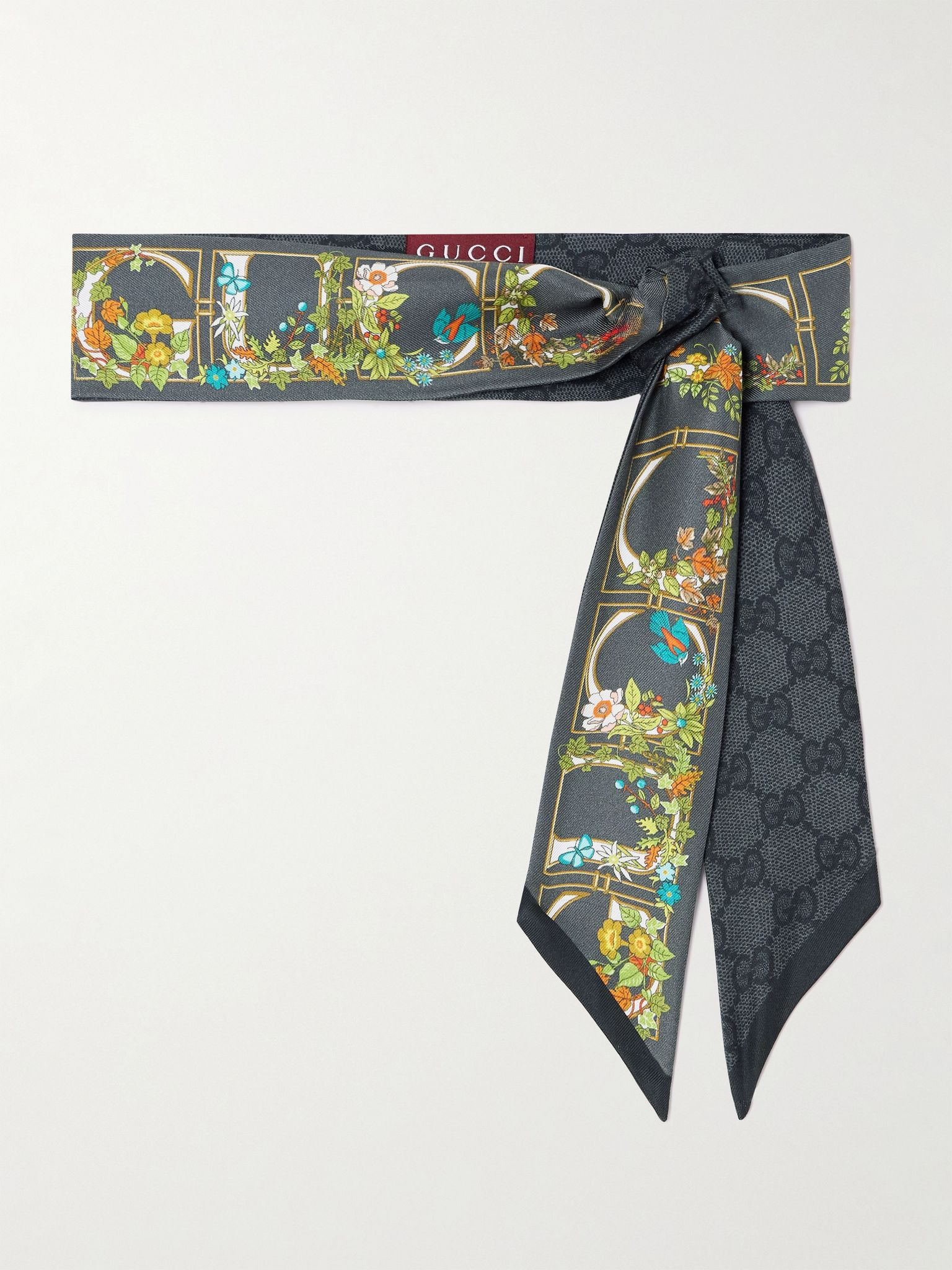 Printed silk-twill scarf Black - 1