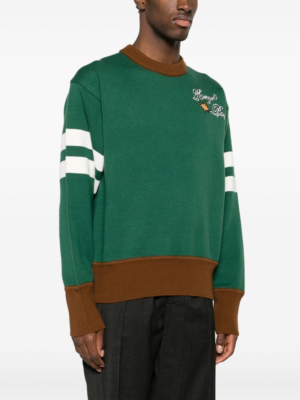 logo-embroidered wool-blend jumper - 4