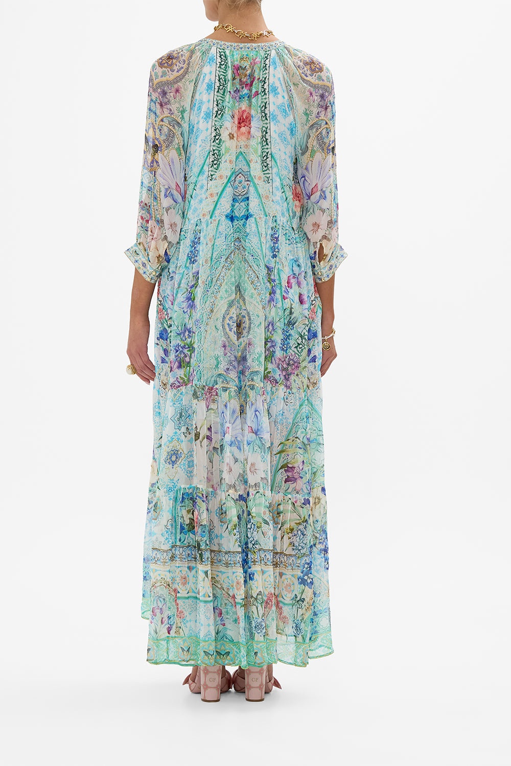 LONG GATHERED PANEL DRESS - 3