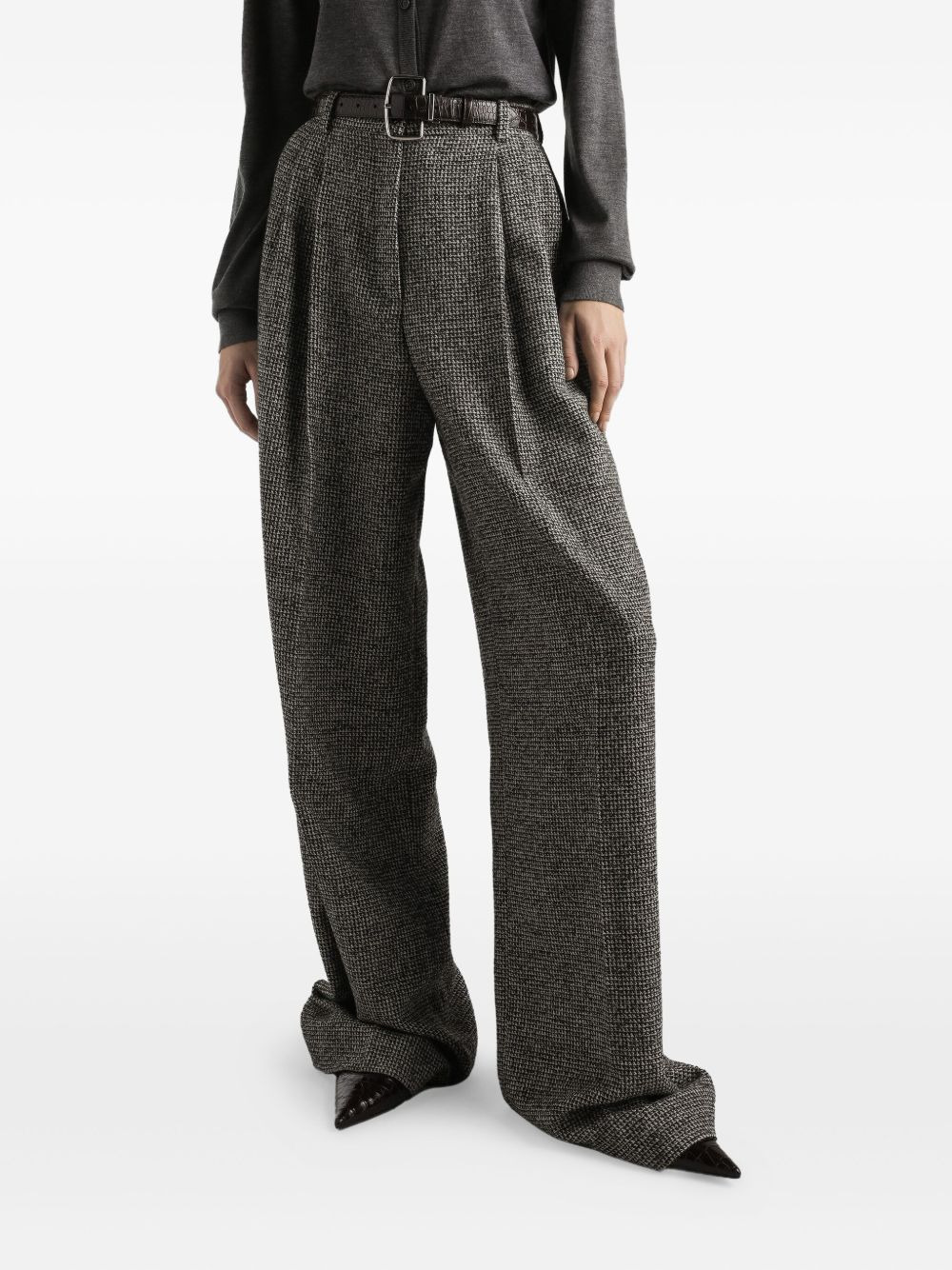 pleated houndstooth trousers - 4
