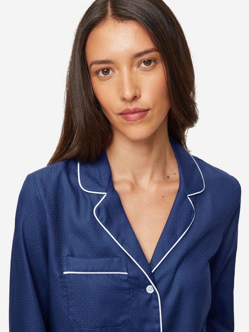 Women's Pyjamas Lombard 6 Cotton Jacquard Navy - 6