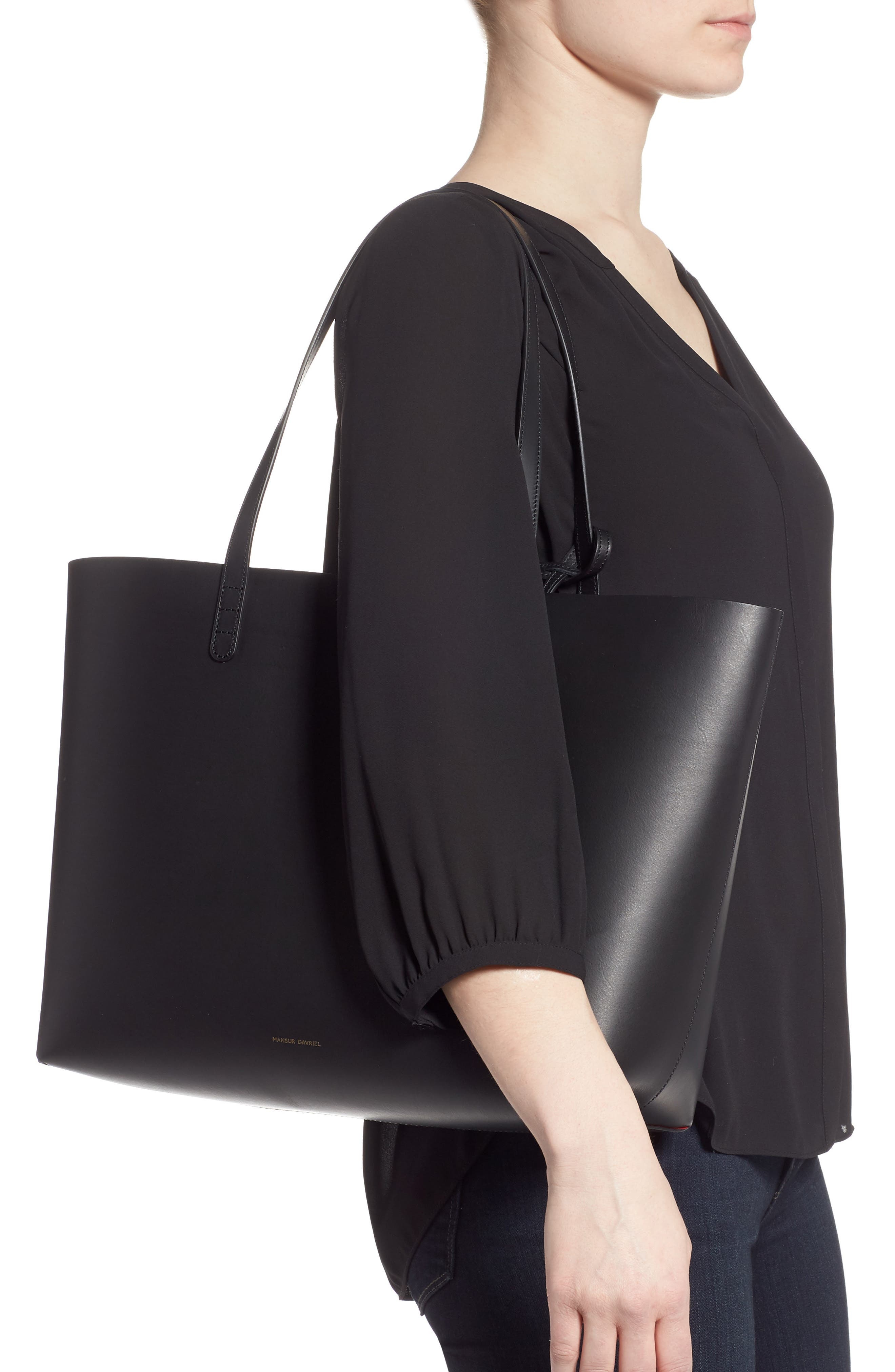 Mansur Gavriel Large Leather Tote in Black/Flamma at Nordstrom - 2