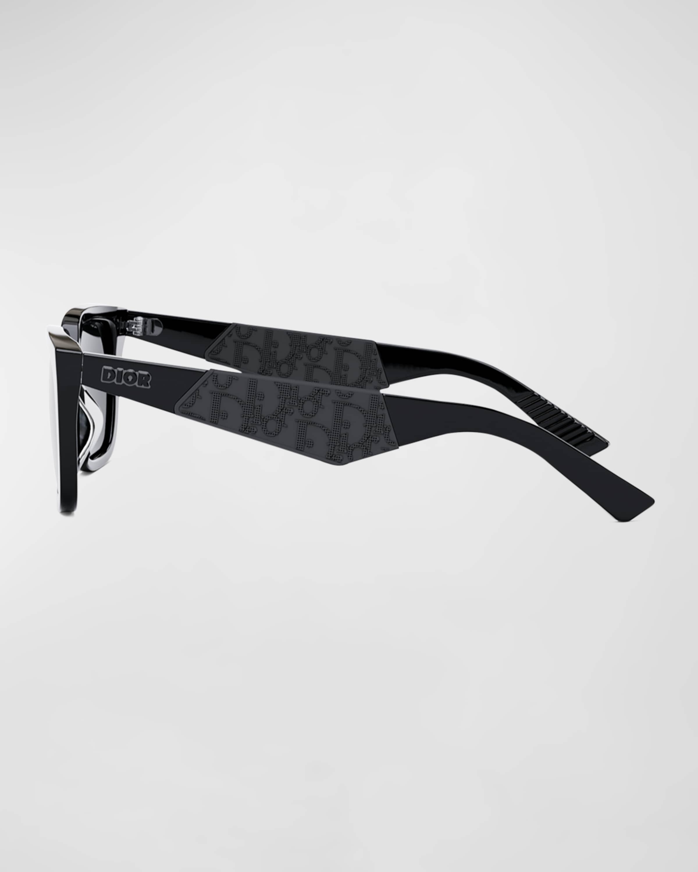 Men's Rubber Logo Square Acetate Sunglasses - 4