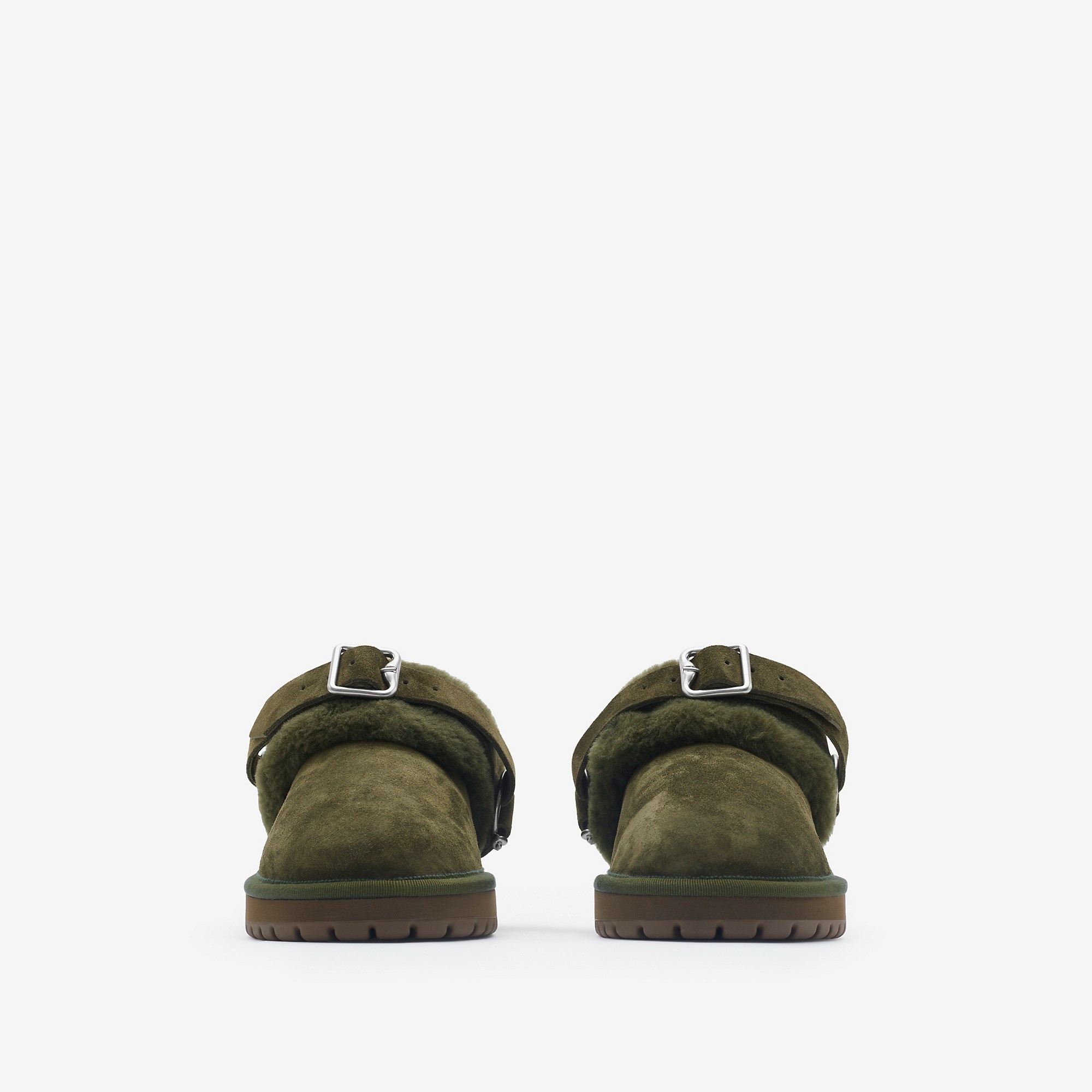 Suede and Shearling Chubby Mules - 3