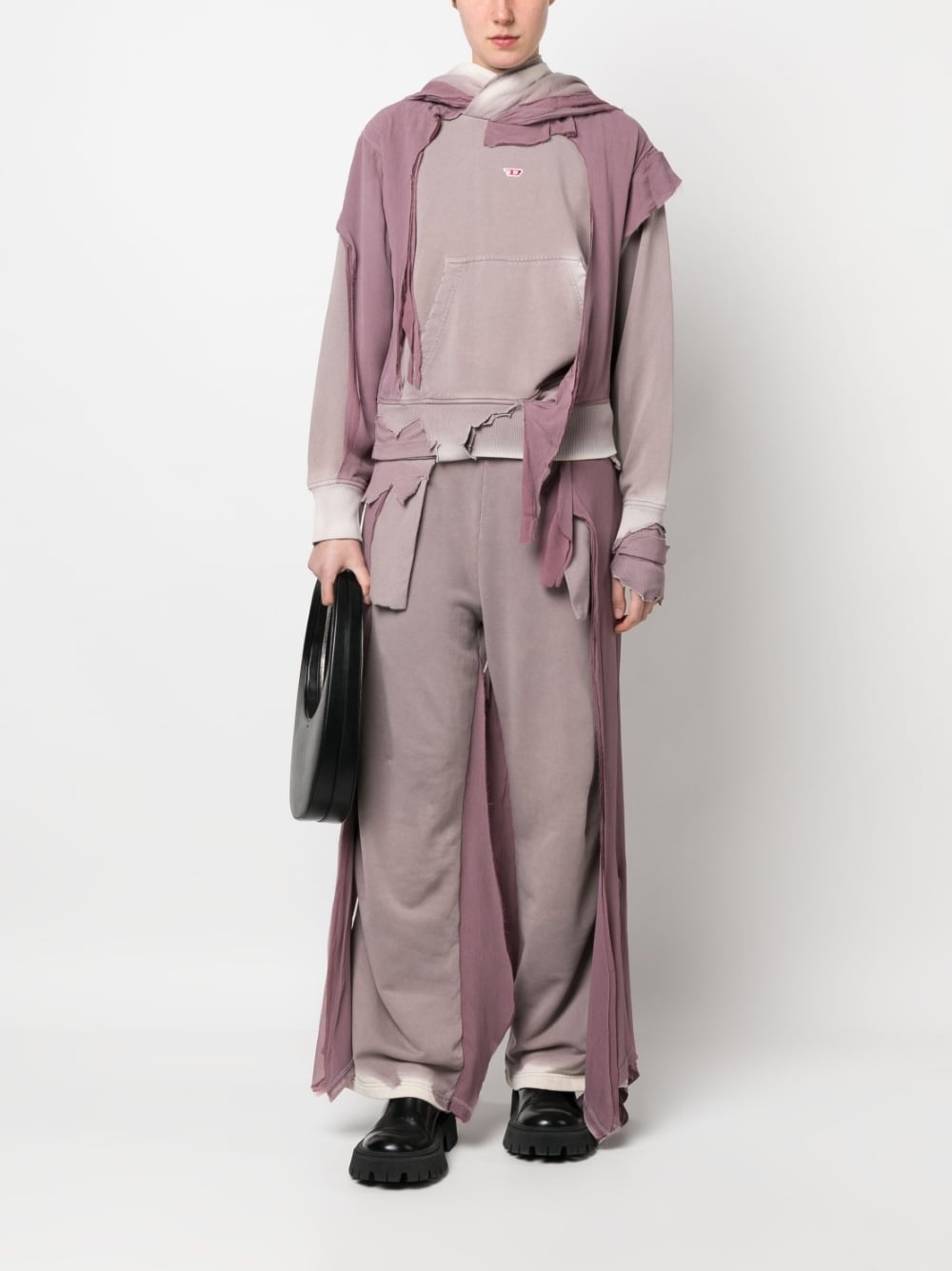 deconstructed-design cotton hoodie - 2