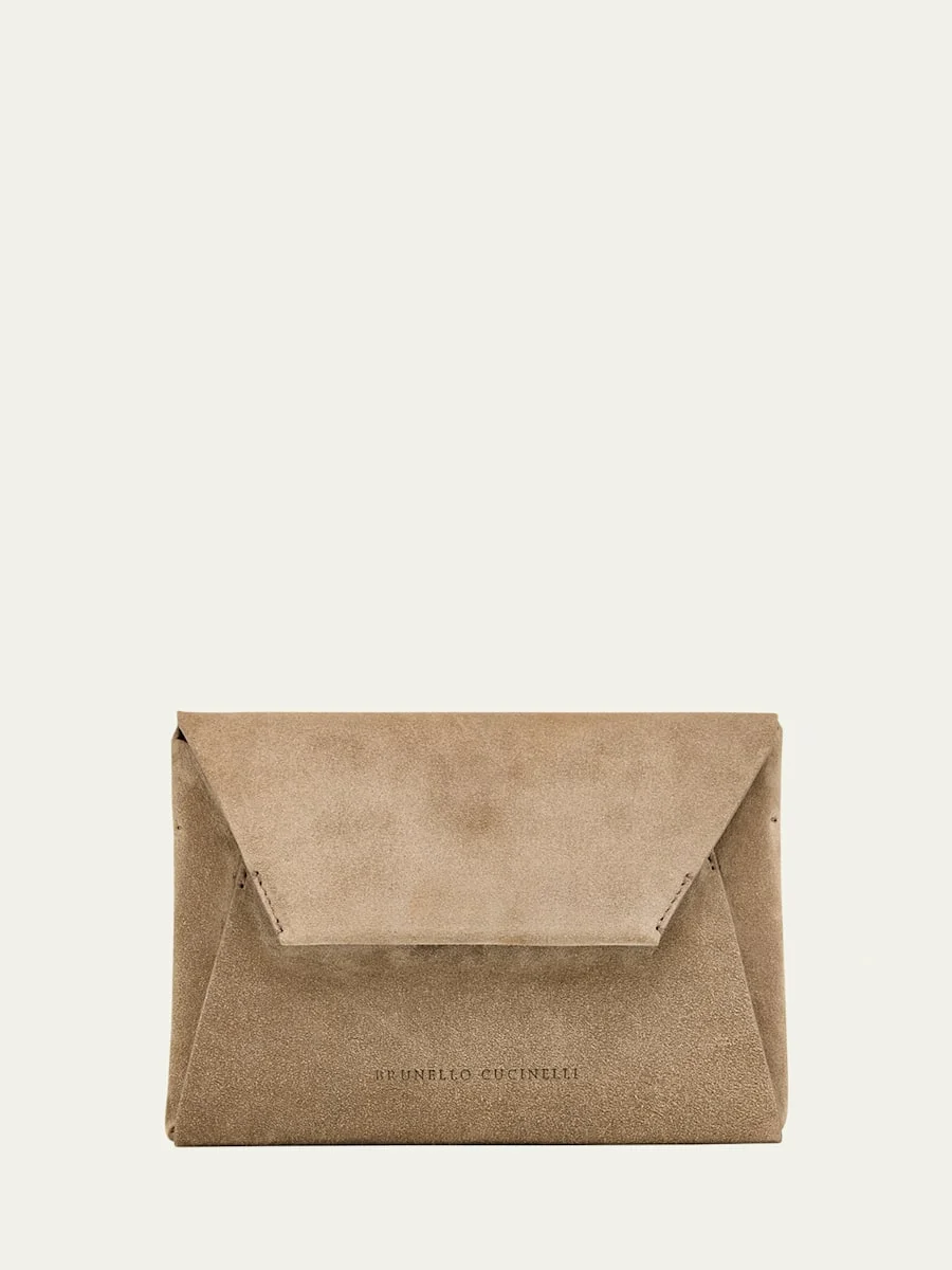 Envelope Flap Suede Wallet on Chain - 1