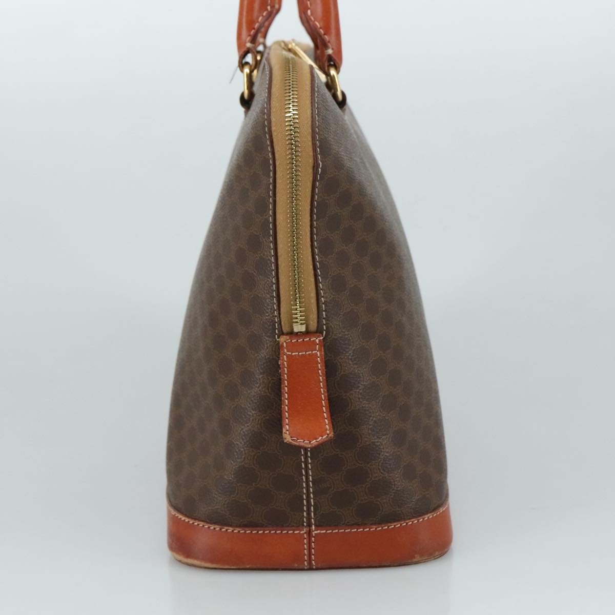 CELINE Macadam Canvas Hand Bag Pvc Leather Brown Gold - 4