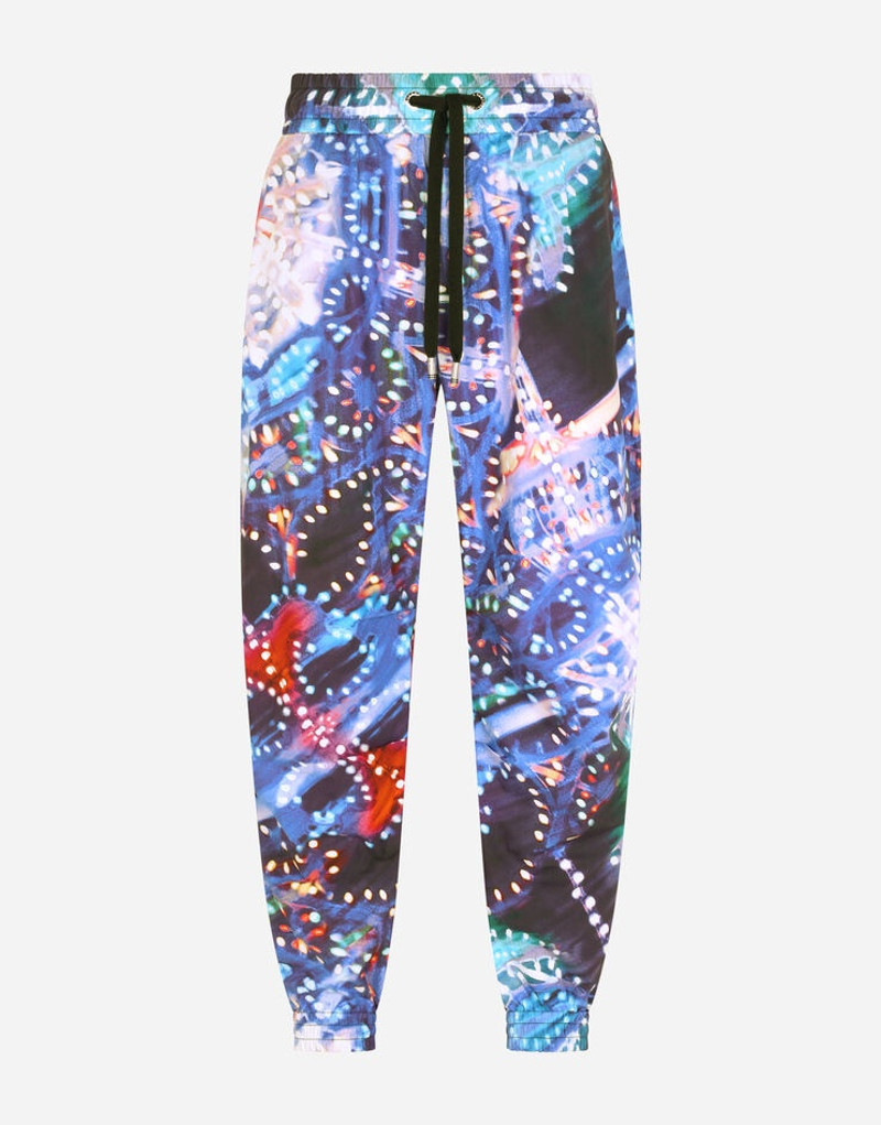 Cotton jogging pants with illumination print 1