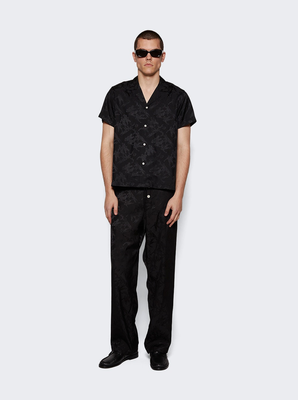 Football Jacquard Bowling Shirt Black - 2