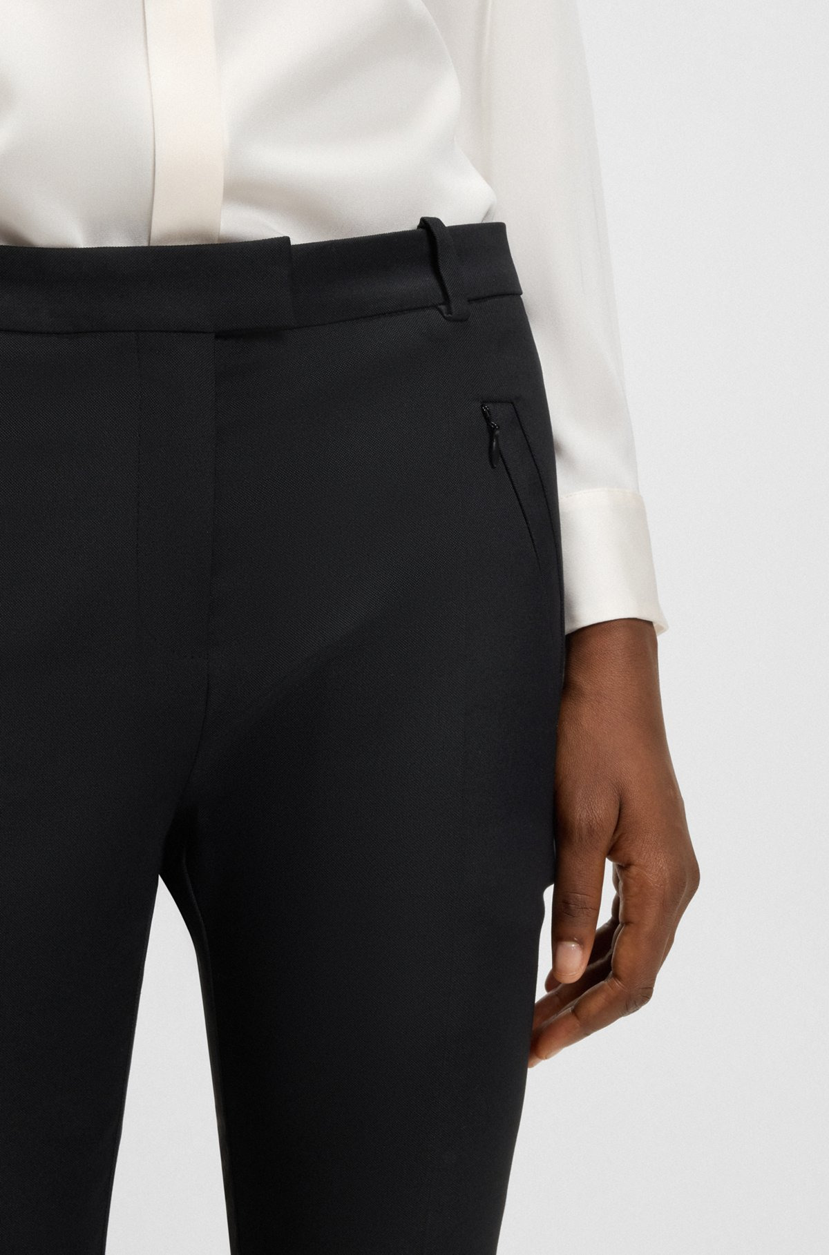CROPPED SLIM-FIT TROUSERS WITH ZIPPED HEMS - 5