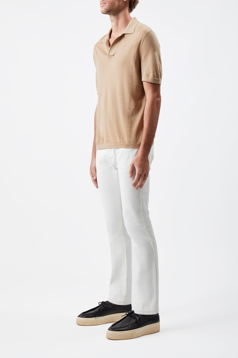 Stendhal Knit Short Sleeve Polo in Camel Cashmere 3