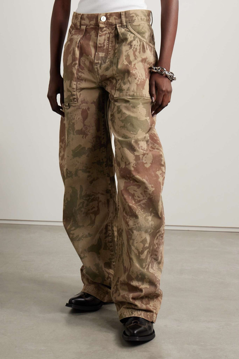 Effie camouflage-print 목화-twill 넓은 다리 바지 3